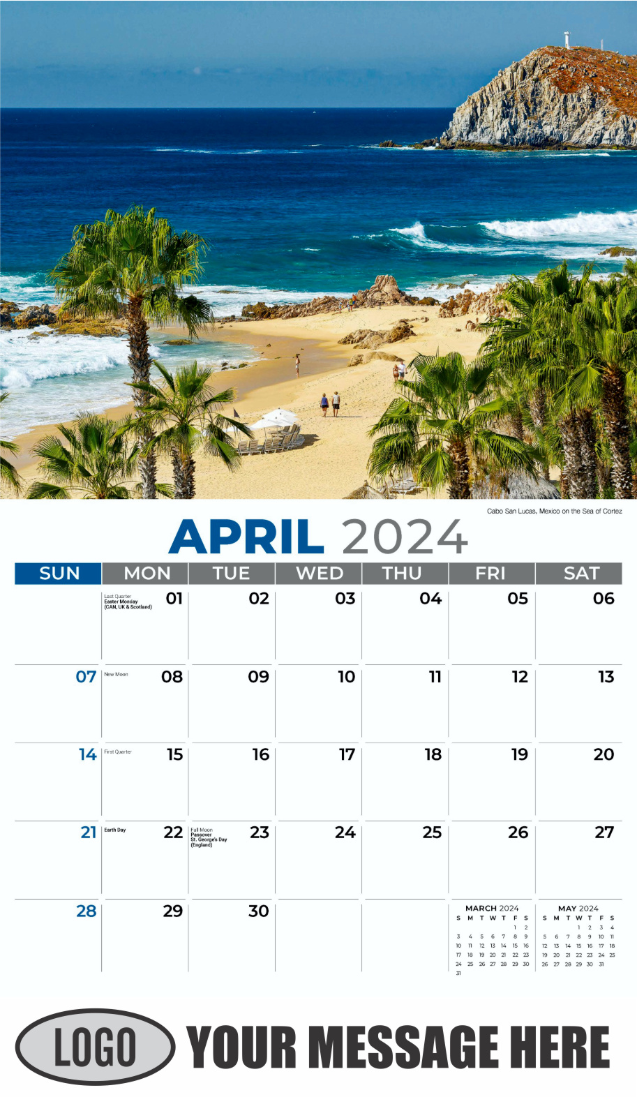 Sun, Sand and Surf 2024 Business Advertsing Wall Calendar - April