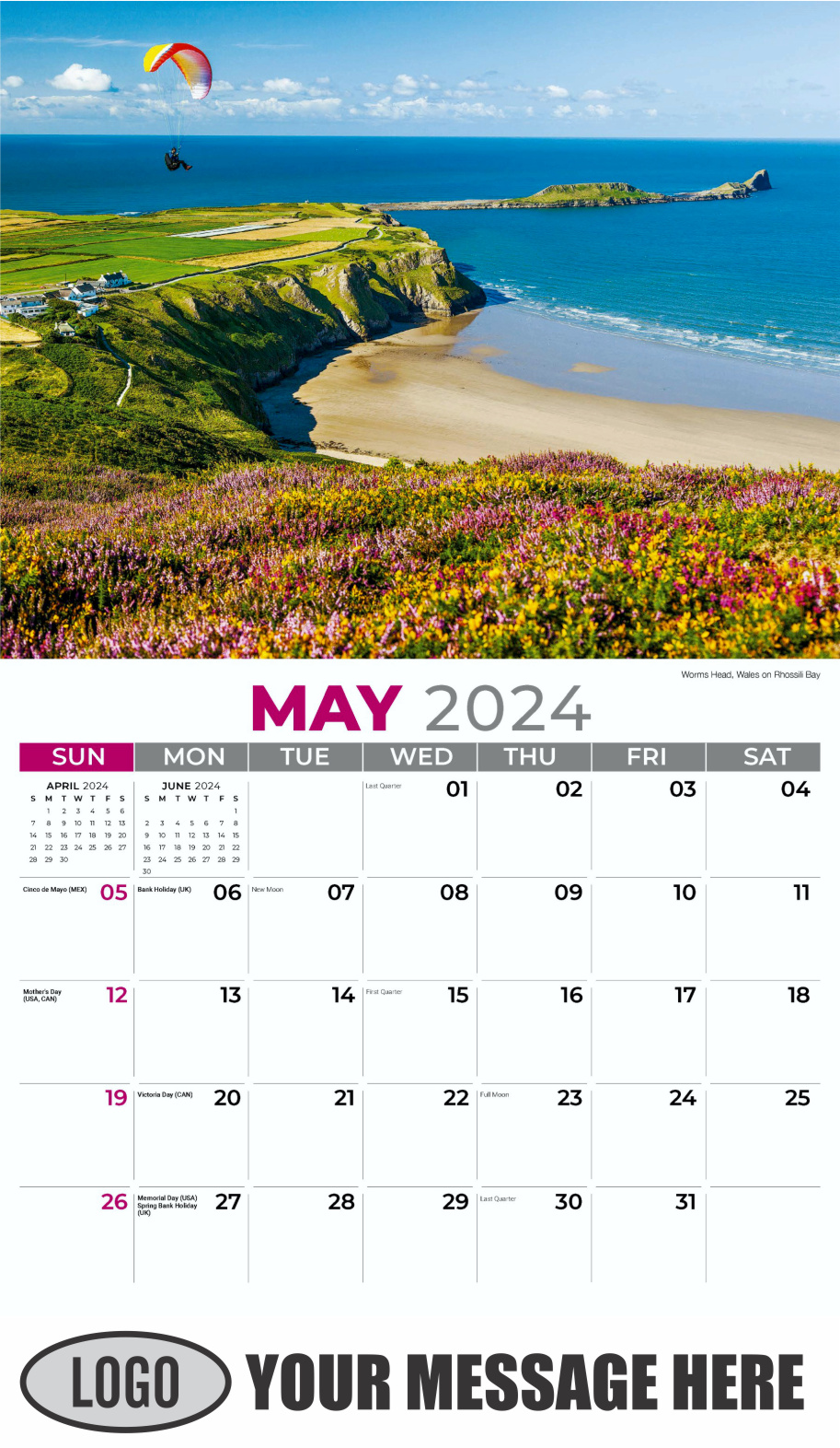 Sun, Sand and Surf 2024 Business Advertsing Wall Calendar - May