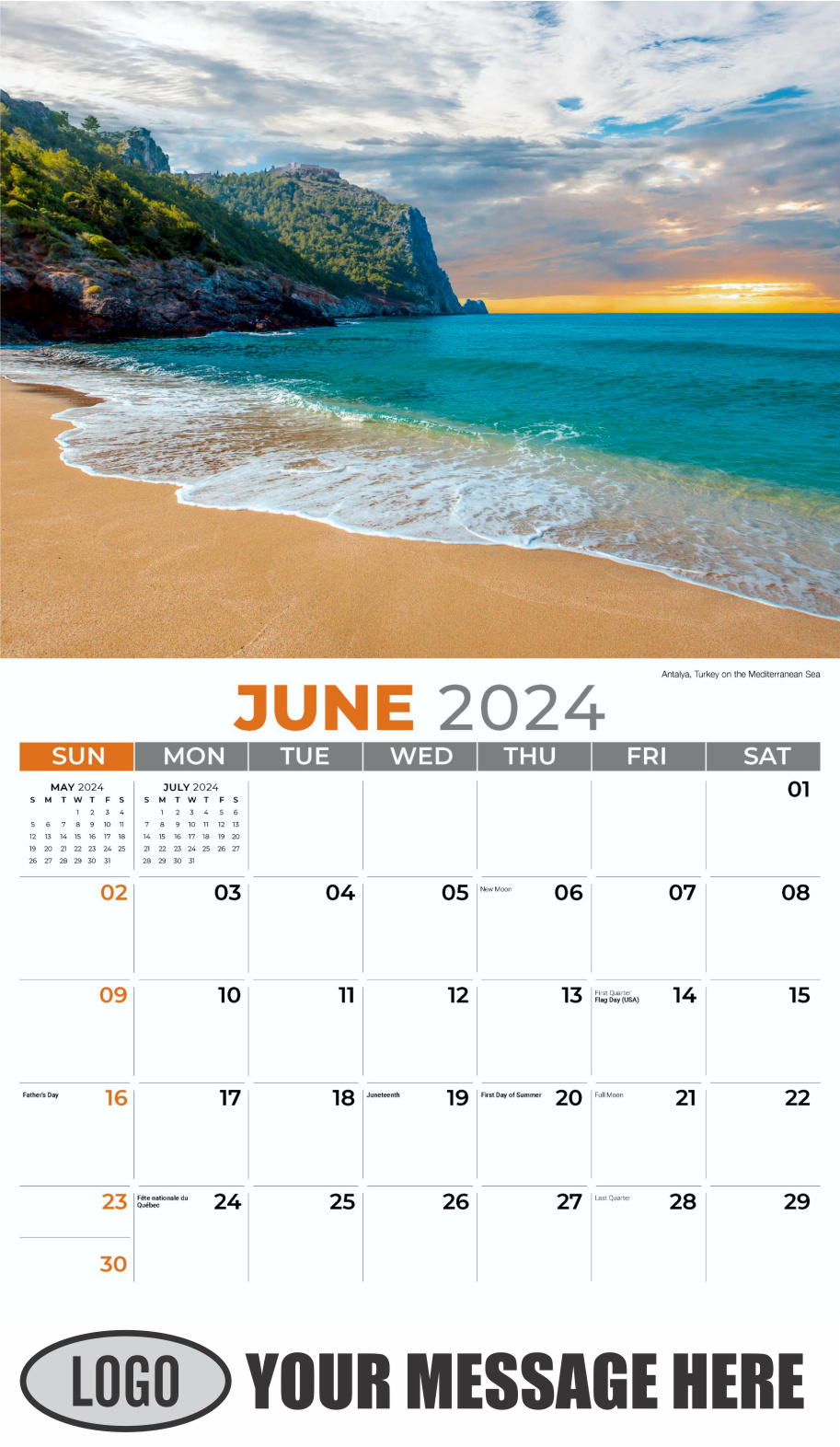 Sun, Sand and Surf 2024 Business Advertsing Wall Calendar - June