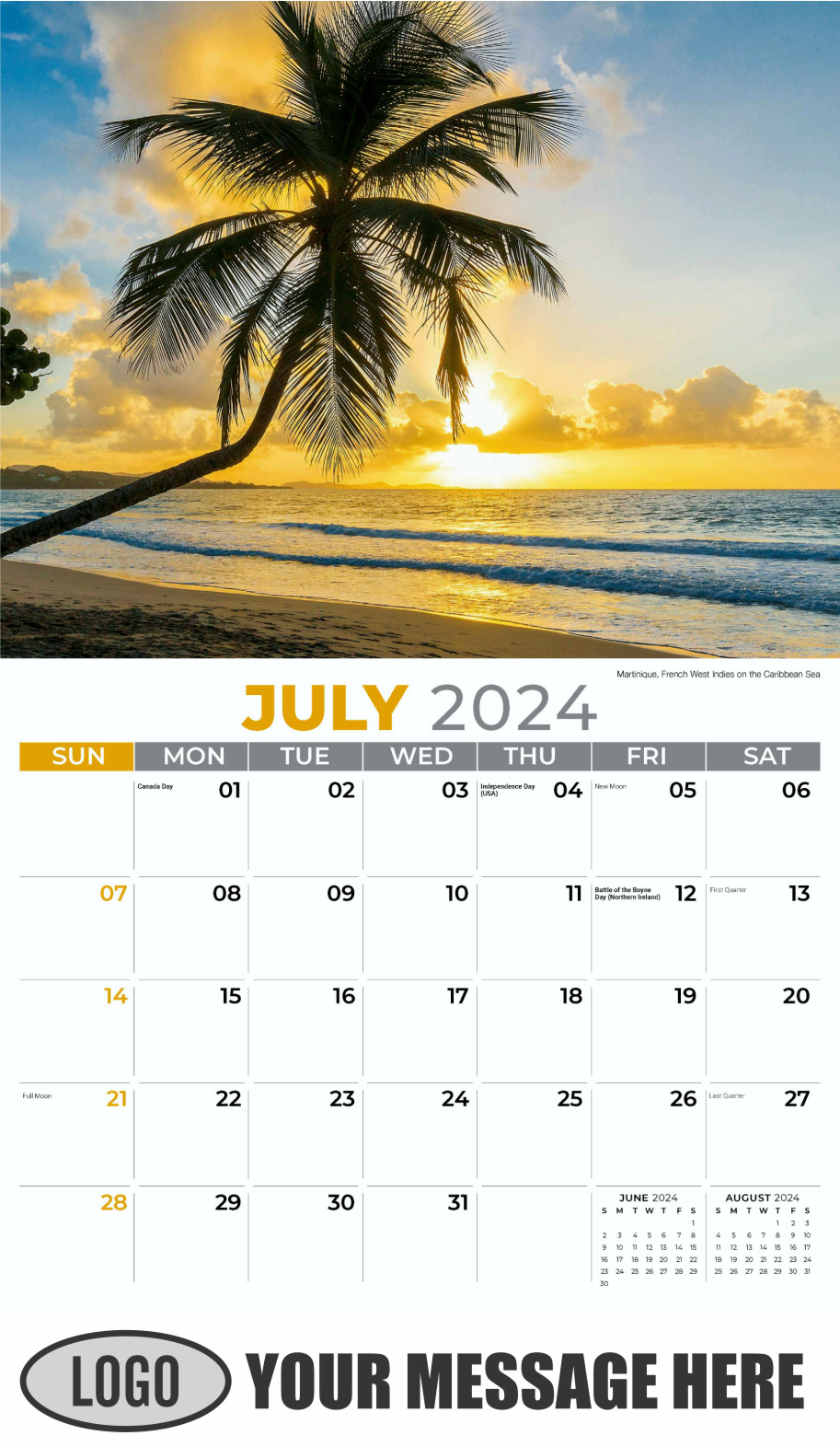 Sun, Sand and Surf 2024 Business Advertsing Wall Calendar - July