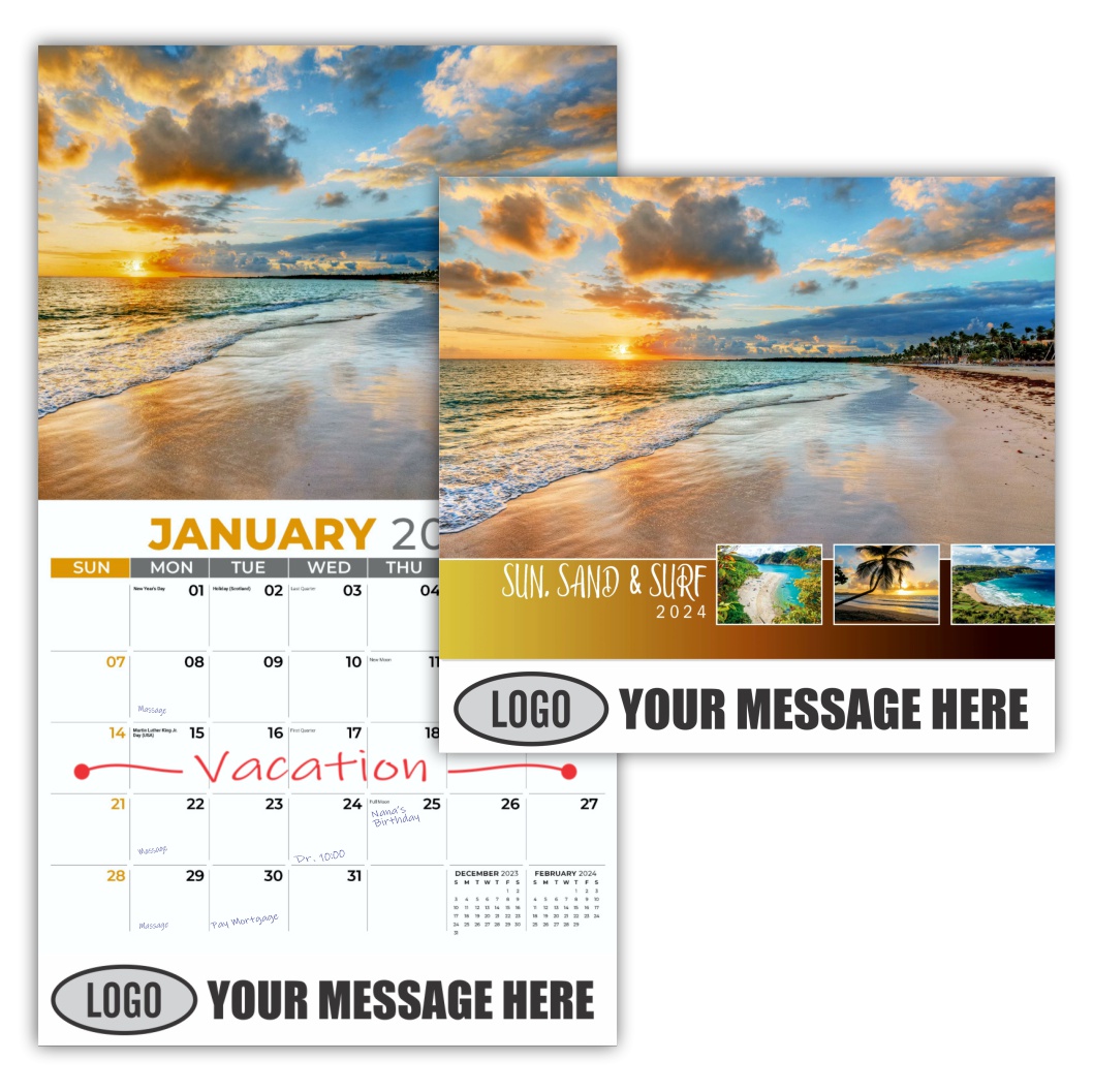 Sun, Sand and Surf 2024 Business Advertsing Wall calendar