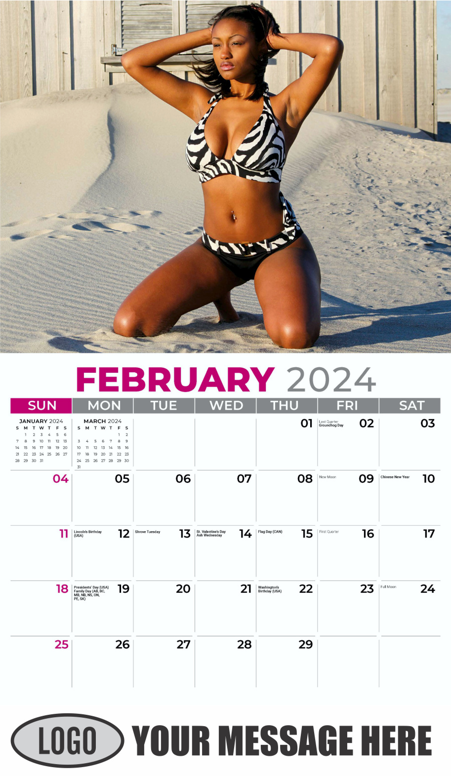 Swimsuits 2024 Business Promotional Wall Calendar - February