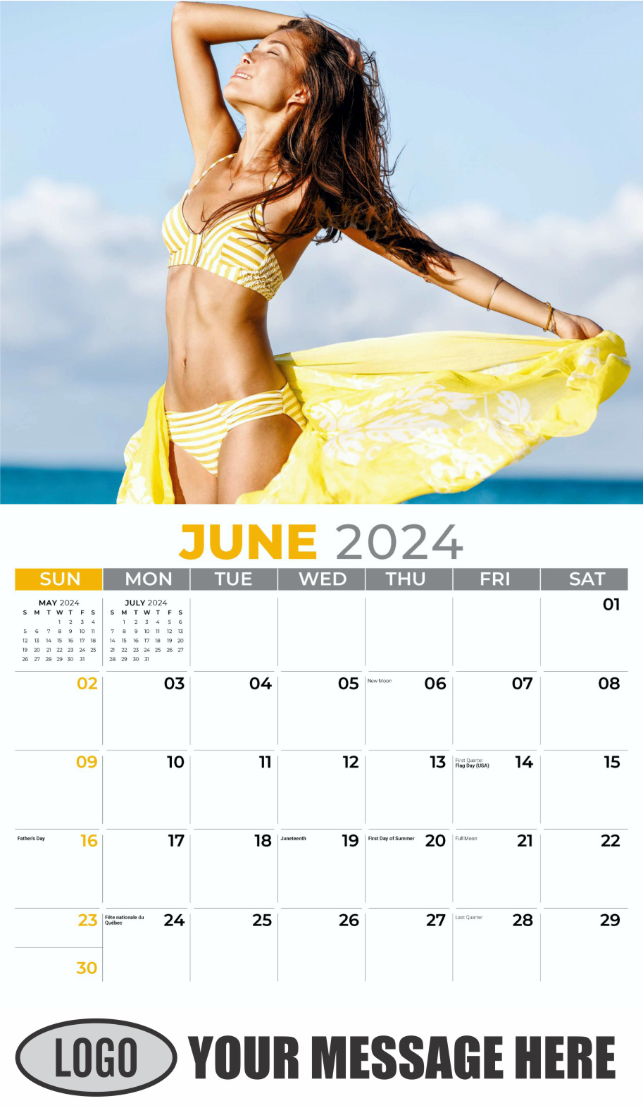 Swimsuits 2024 Business Promotional Wall Calendar - June