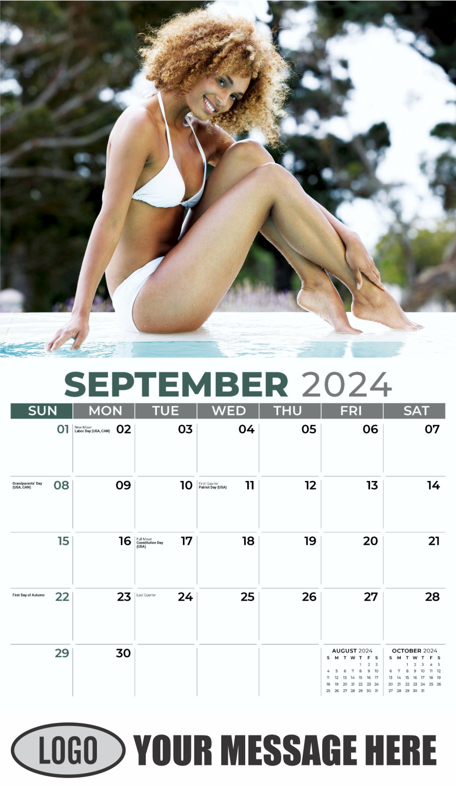 Swimsuits 2024 Business Promotional Wall Calendar - September