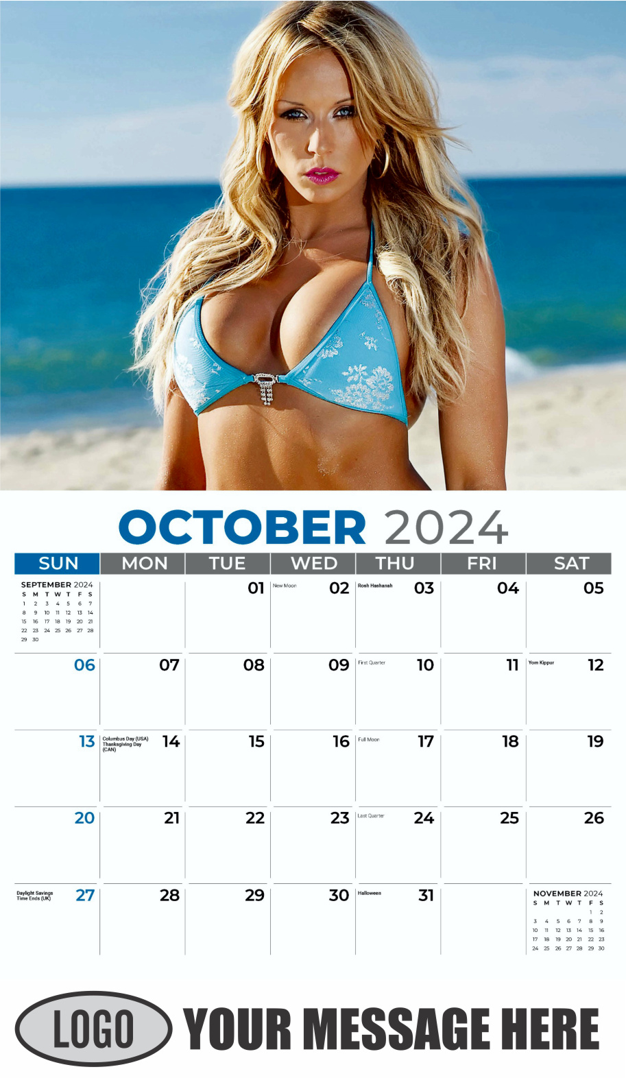 Swimsuits 2024 Business Promotional Wall Calendar - October