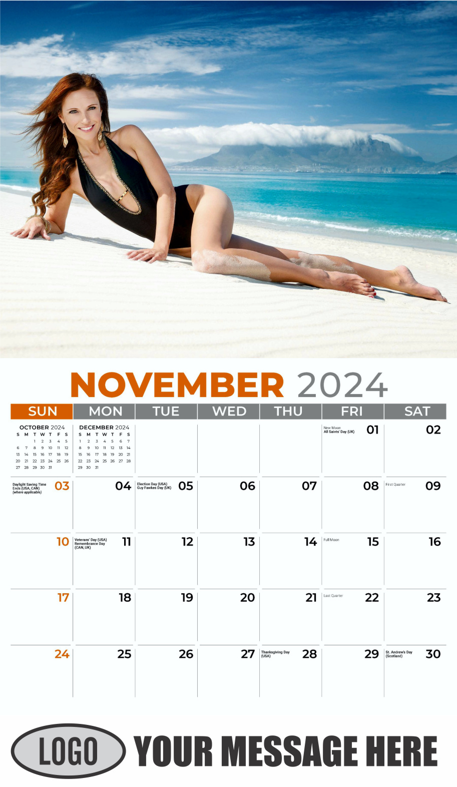 Swimsuits 2024 Business Promotional Wall Calendar - November