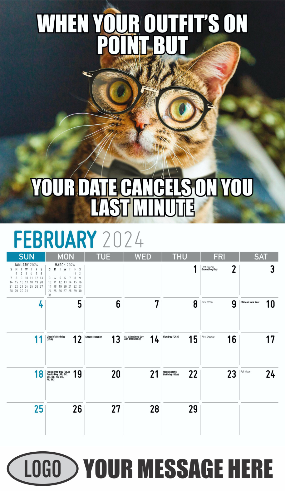 The Memeing of Life 2024 Business Advertising Wall Calendar - February
