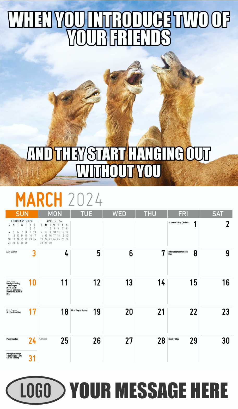 The Memeing of Life 2024 Business Advertising Wall Calendar - March