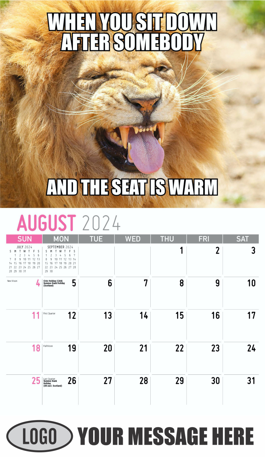 The Memeing of Life 2024 Business Advertising Wall Calendar - August