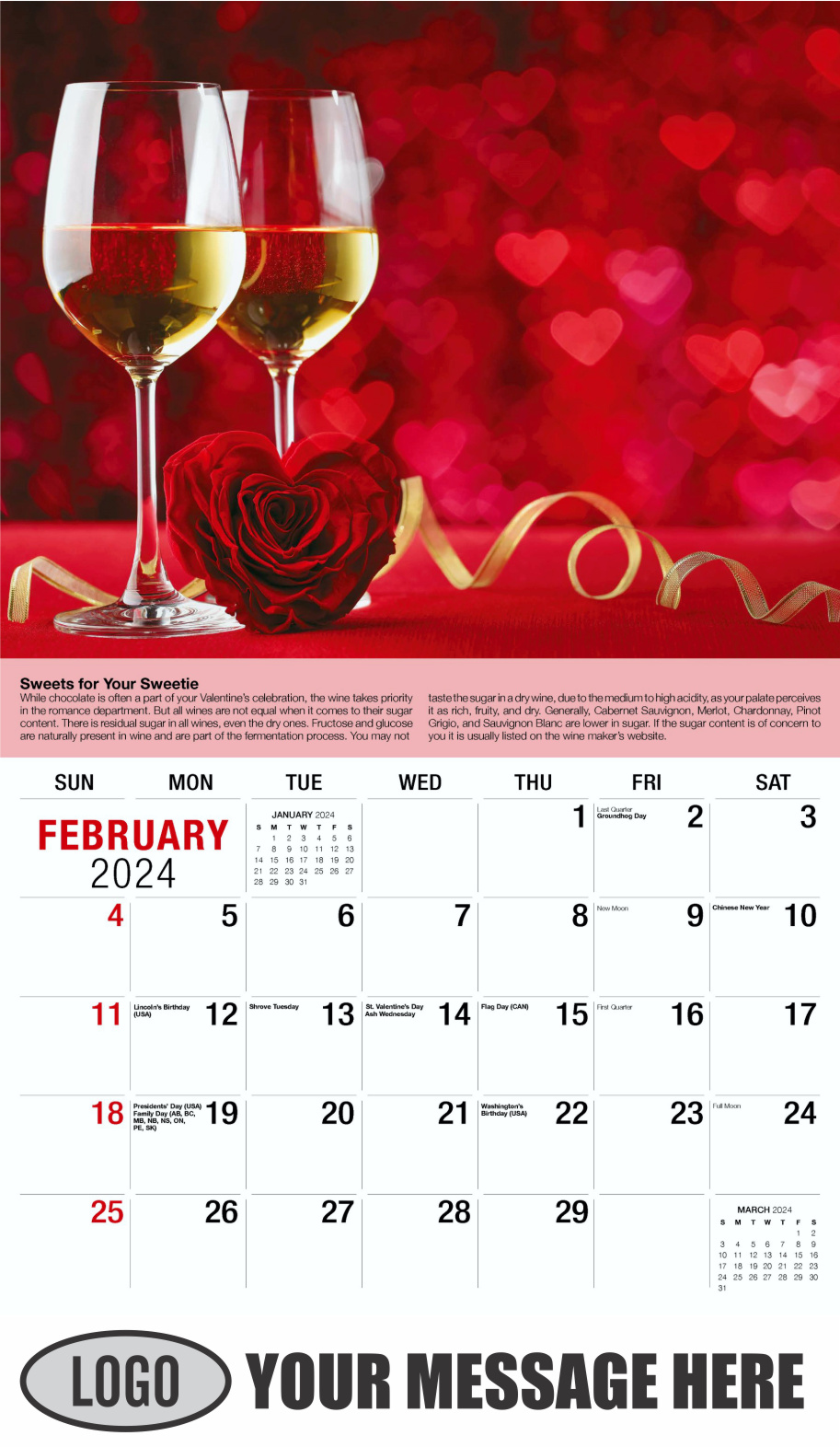 Vintages - Wine Tips 2024 Business Promo Calendar - February