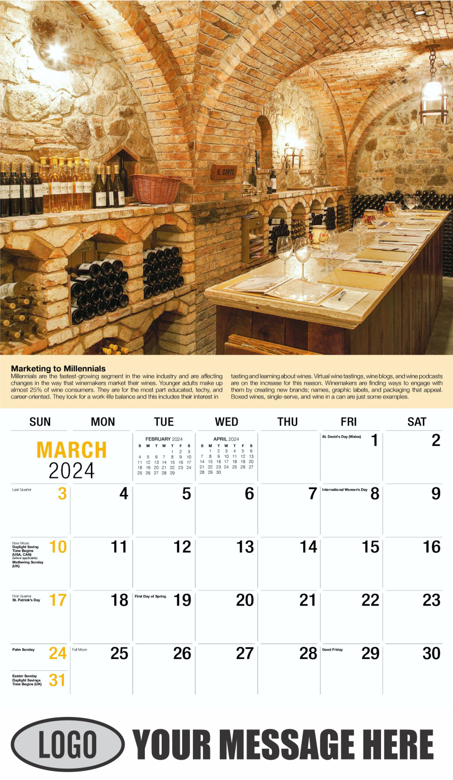 Vintages - Wine Tips 2024 Business Promo Calendar - March
