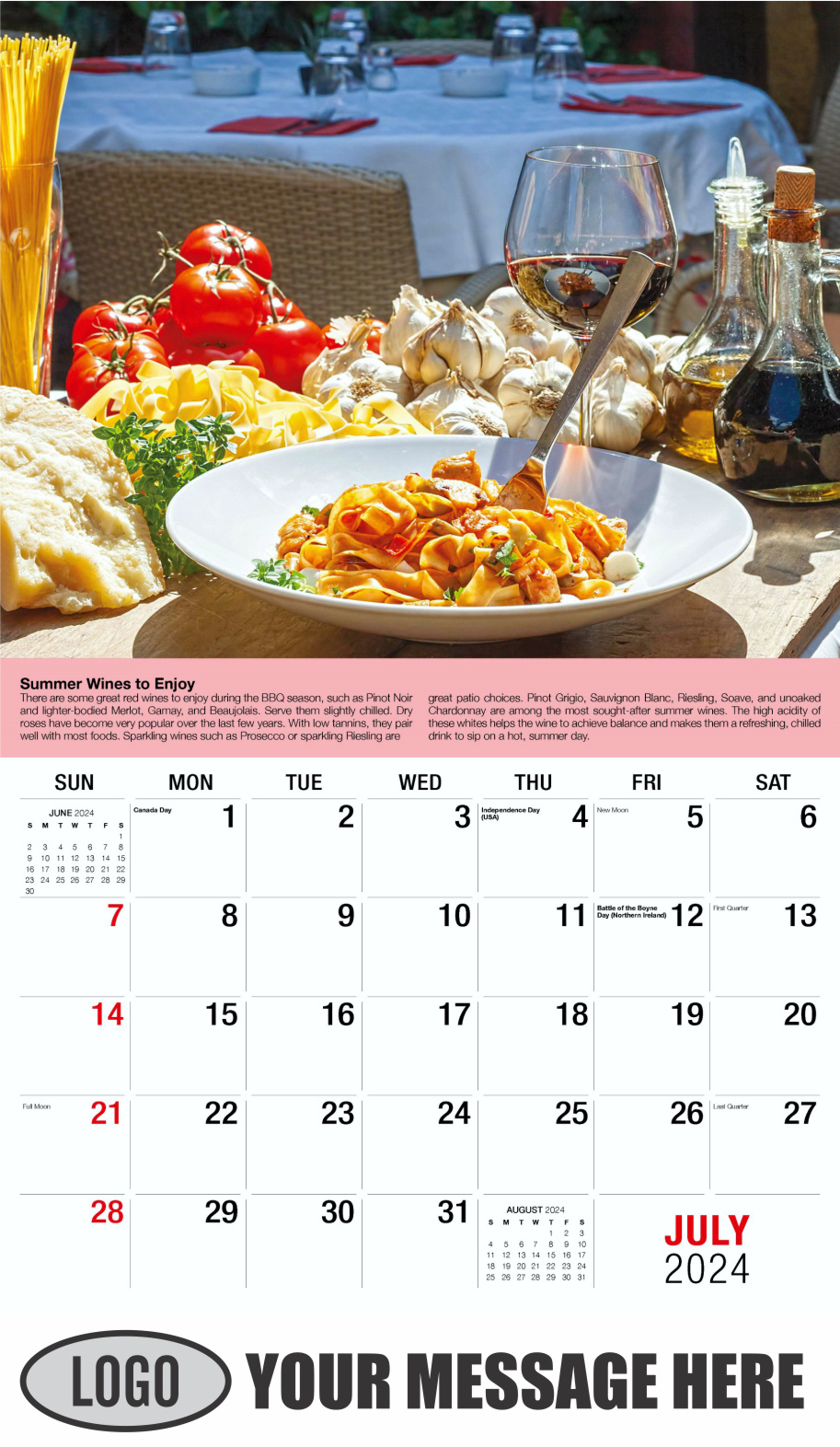 Vintages - Wine Tips 2024 Business Promo Calendar - July