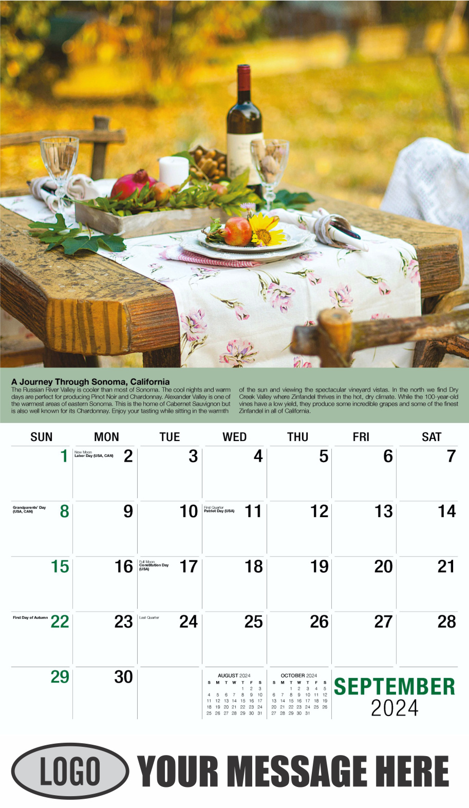 Vintages - Wine Tips 2024 Business Promo Calendar - September
