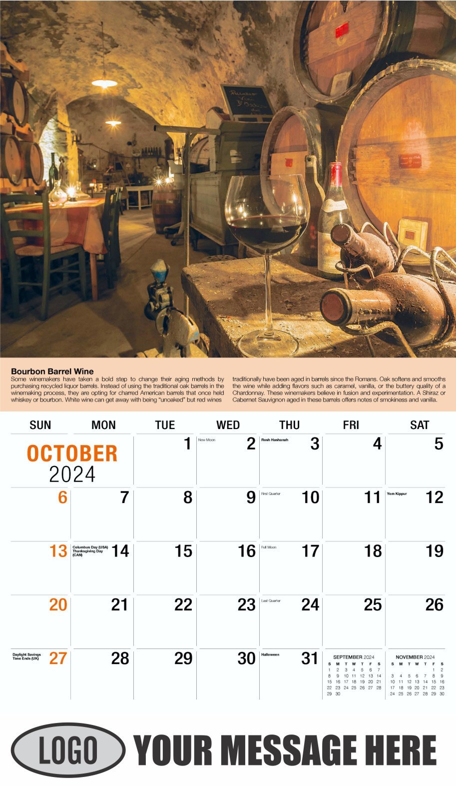Vintages - Wine Tips 2024 Business Promo Calendar - October