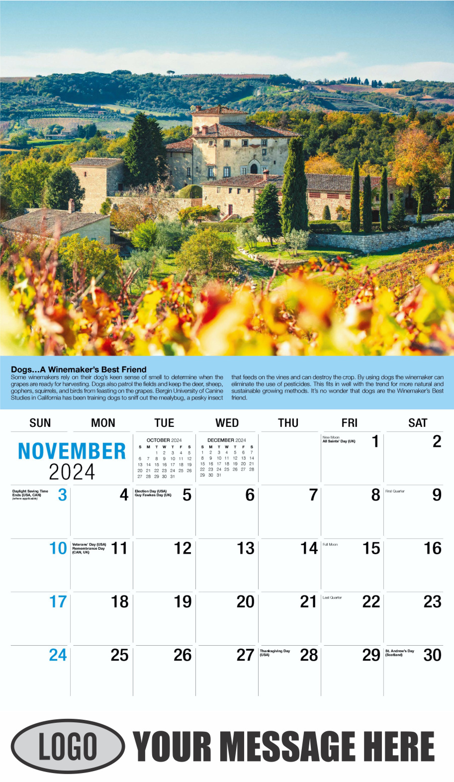 Vintages - Wine Tips 2024 Business Promo Calendar - November