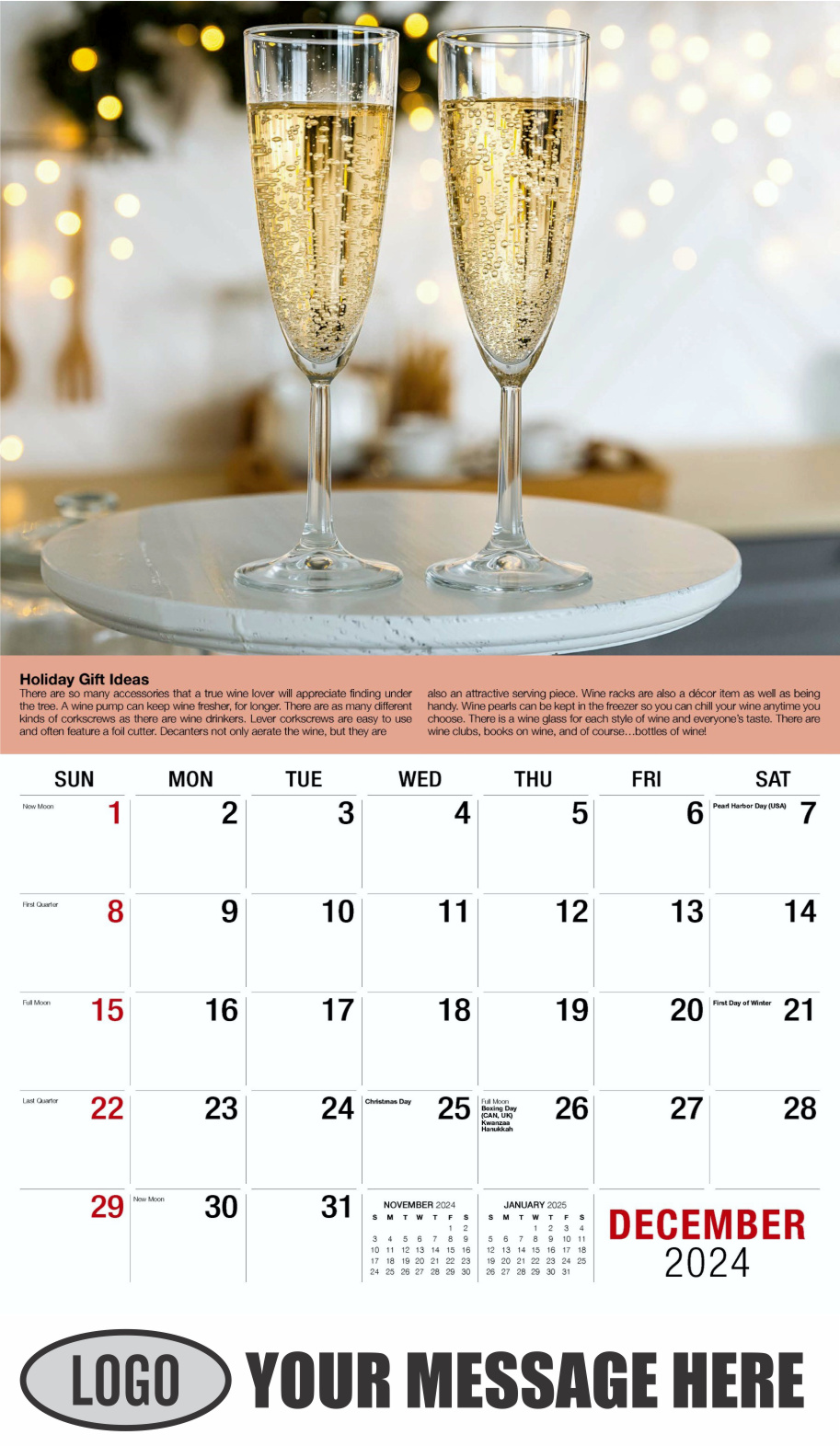 Vintages - Wine Tips 2024 Business Promo Calendar - December