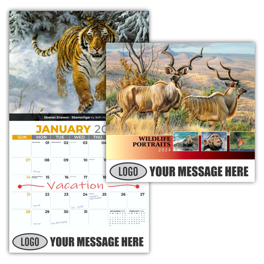 Wildlife Art Portraits 2024 Business Promotion Wall calendar