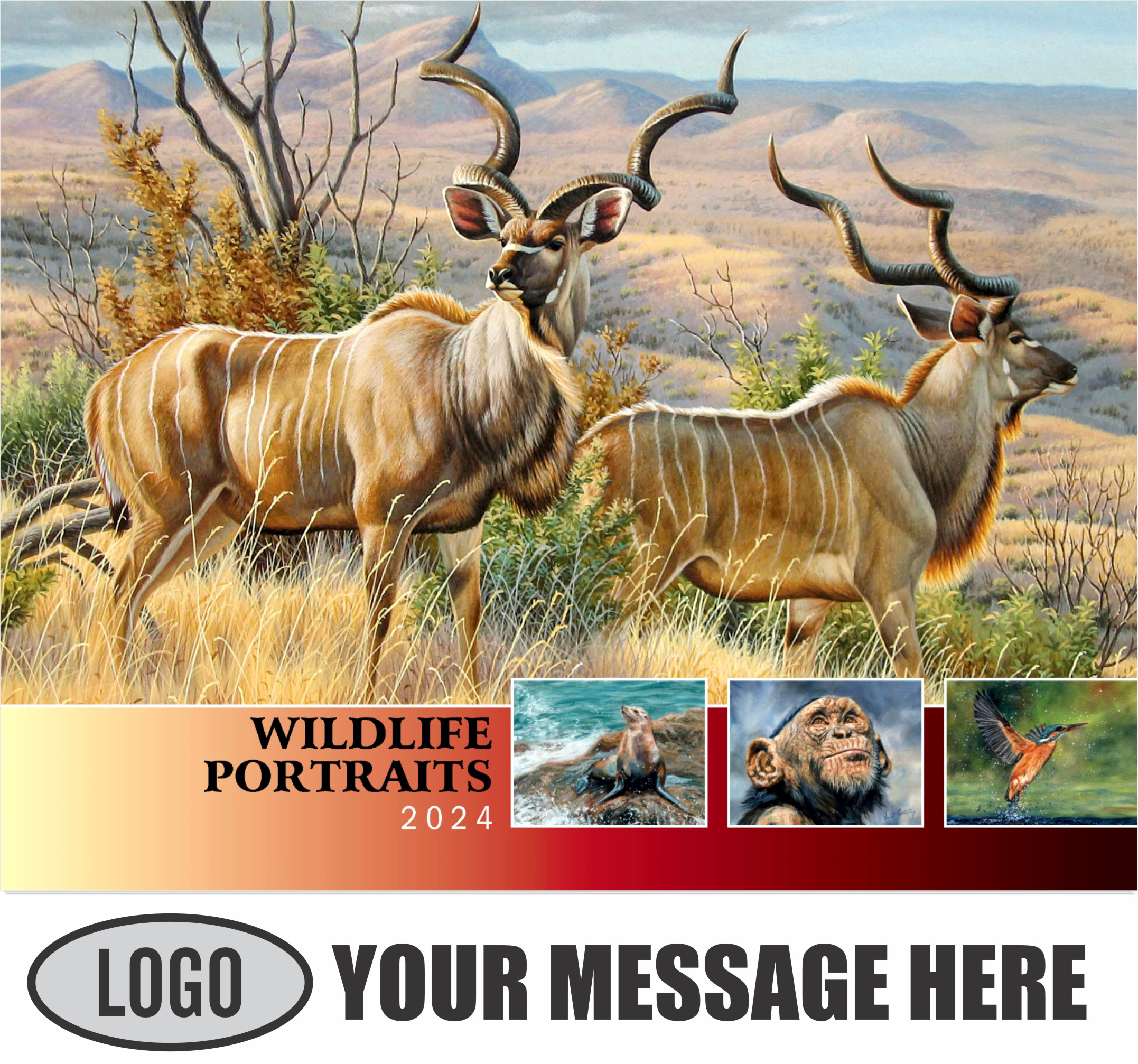 Wildlife Art Portraits 2024 Business Promotion Wall Calendar - cover