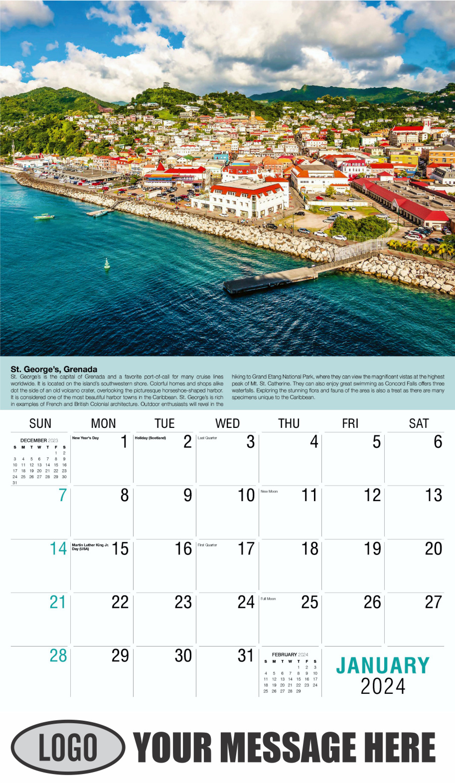 World Travel 2024 Business Advertising Wall Calendar - January