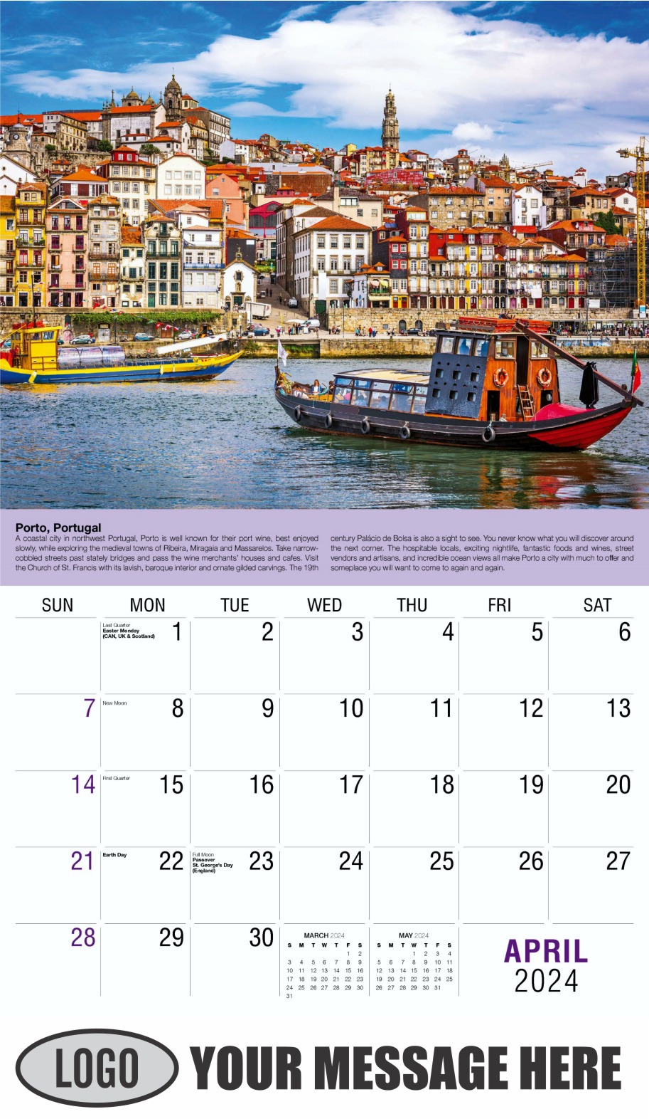 World Travel 2024 Business Advertising Wall Calendar - April