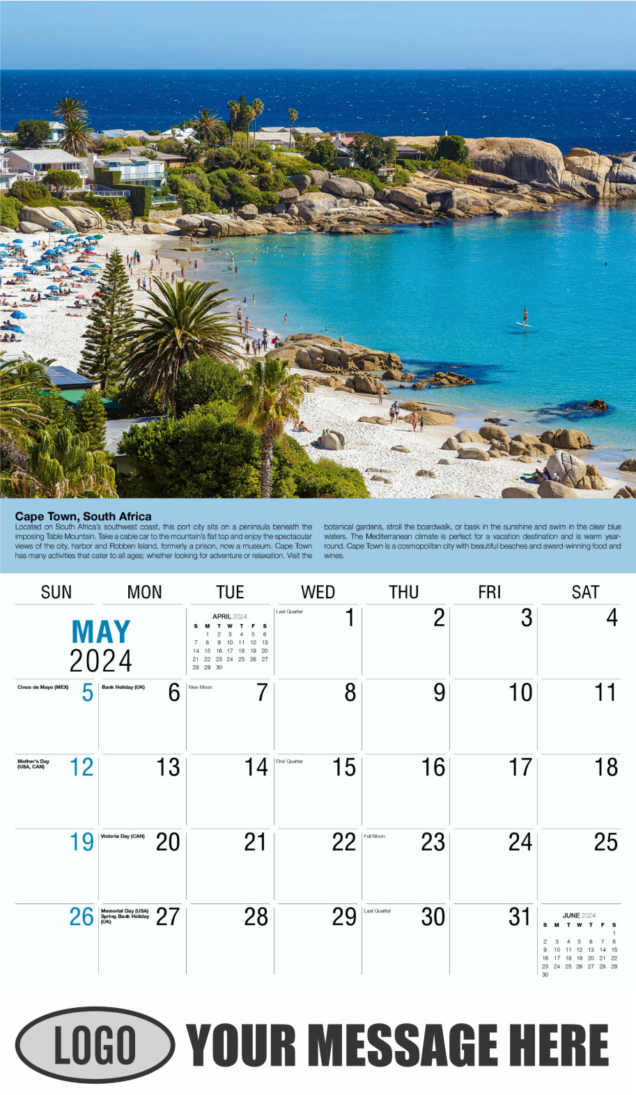 World Travel 2024 Business Advertising Wall Calendar - May