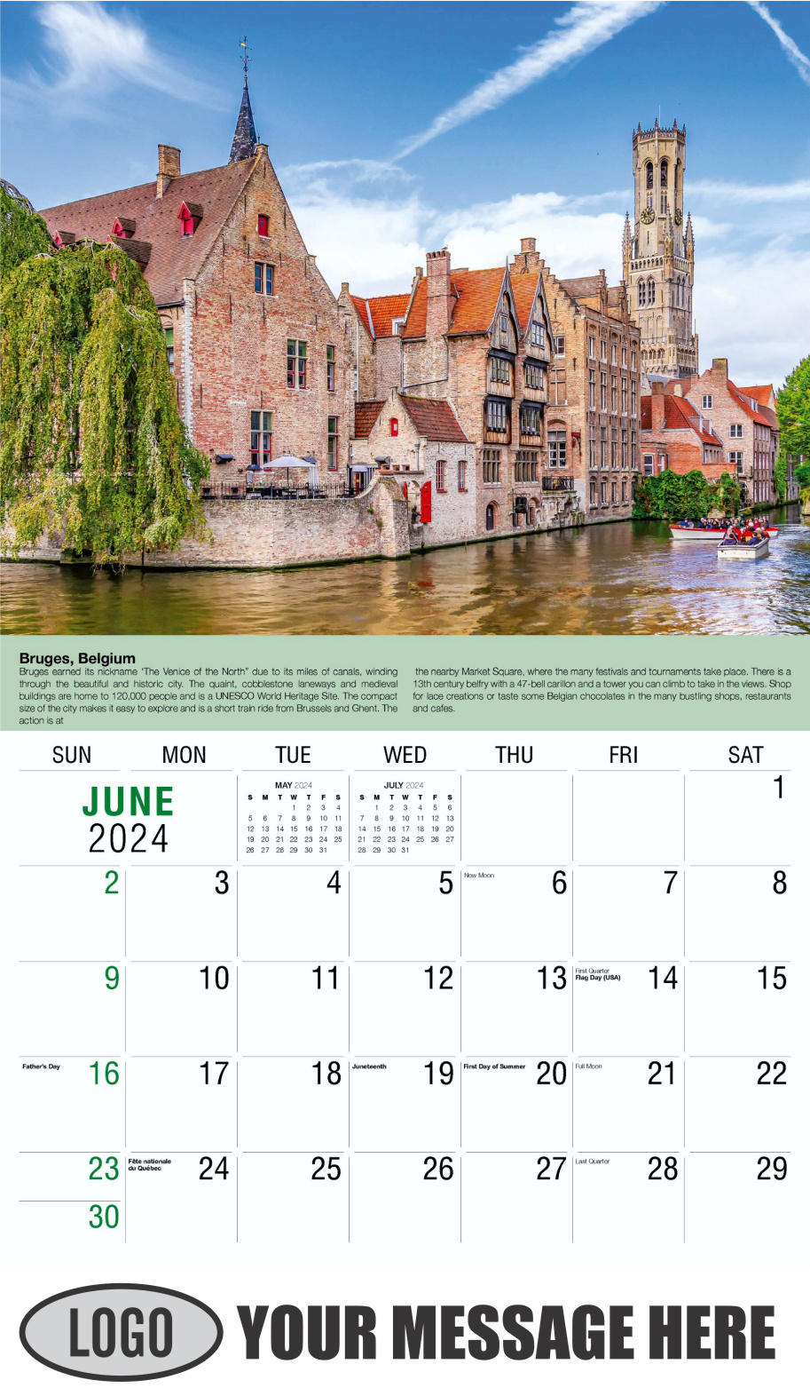 World Travel 2024 Business Advertising Wall Calendar - June
