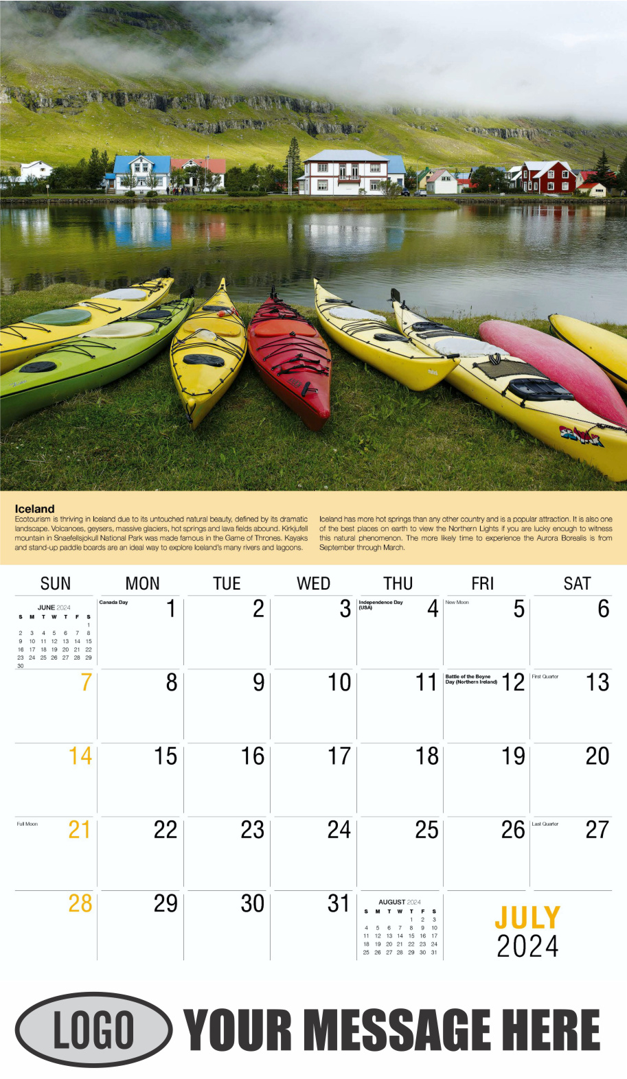 World Travel 2024 Business Advertising Wall Calendar - July