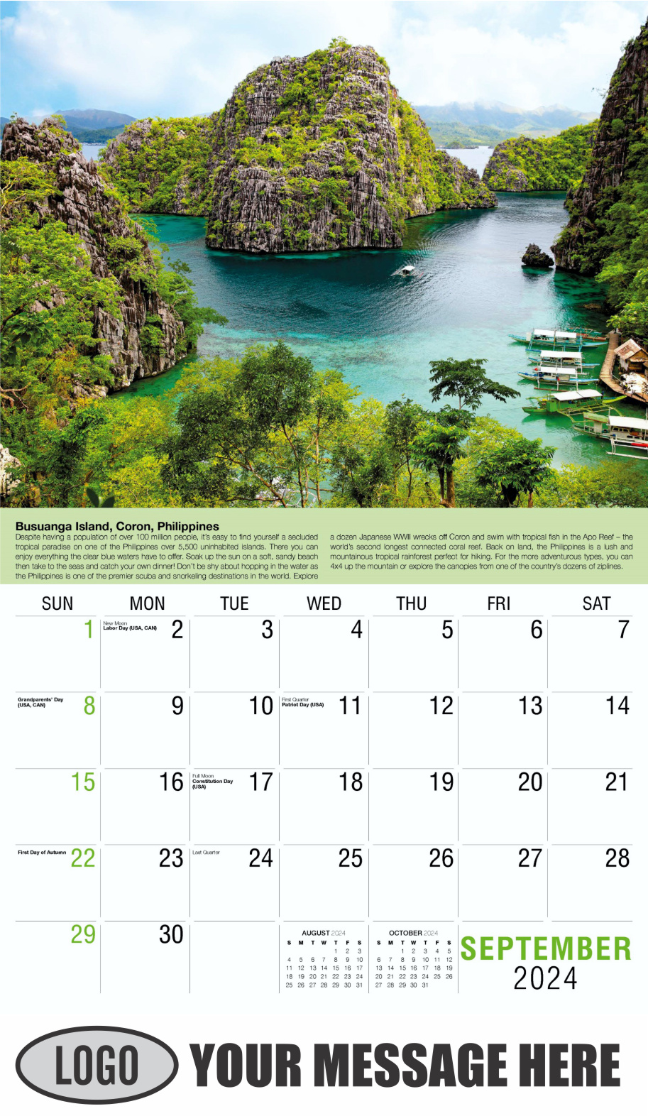 World Travel 2024 Business Advertising Wall Calendar - September