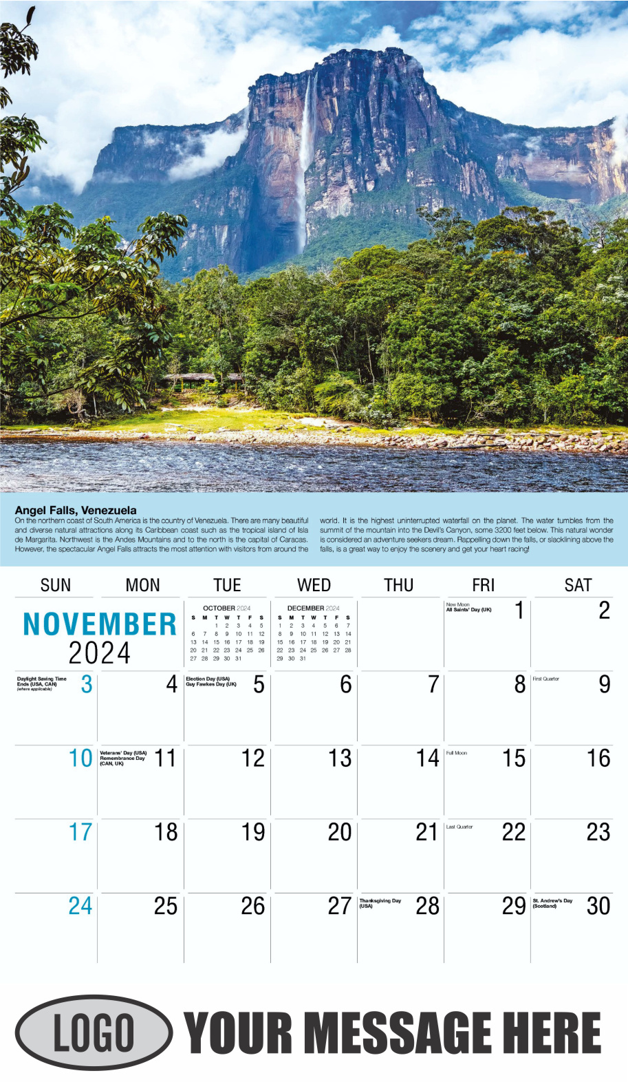 World Travel 2024 Business Advertising Wall Calendar - November