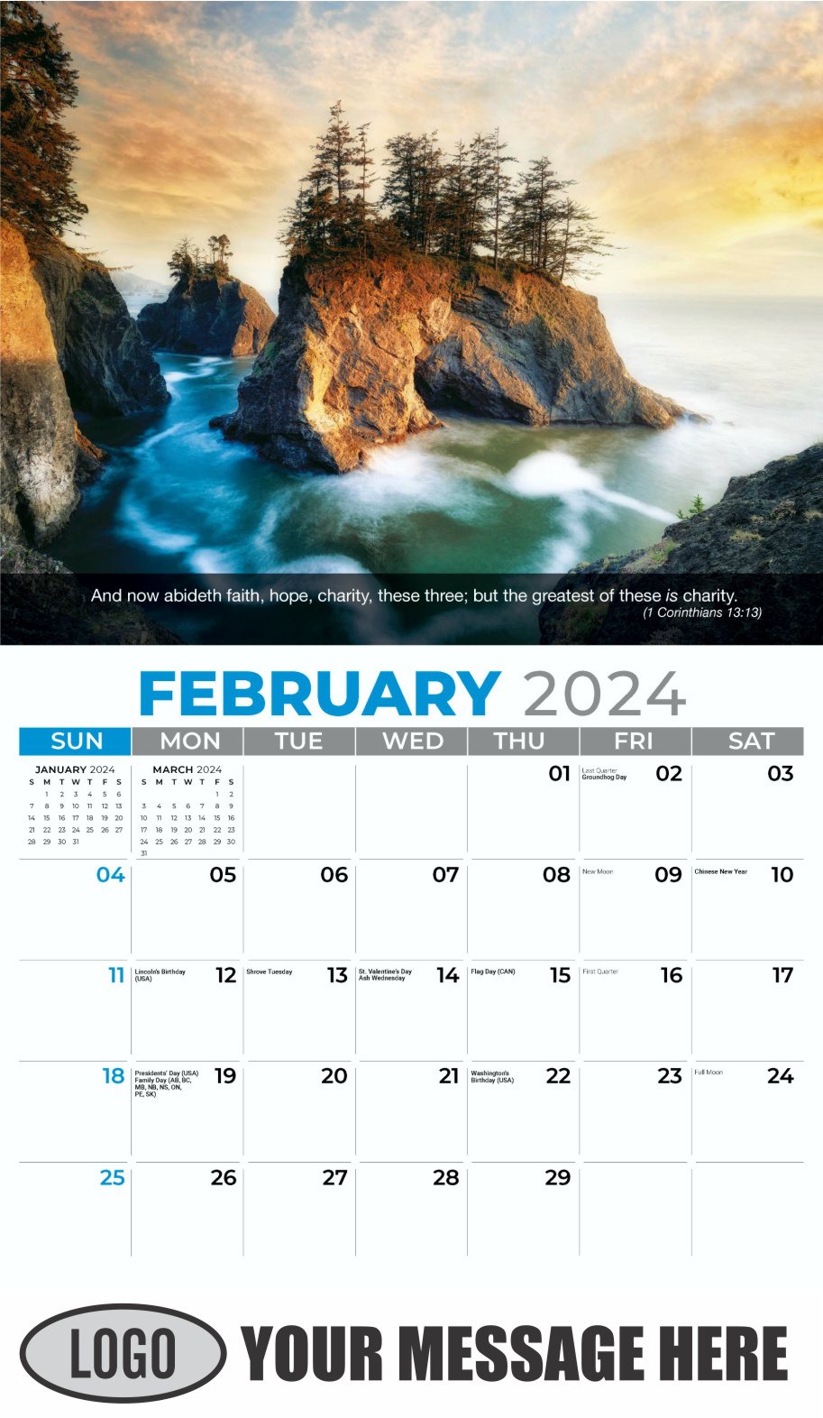 2024 Promotional Calendar Christian Faith 65¢ Church Fund Raising