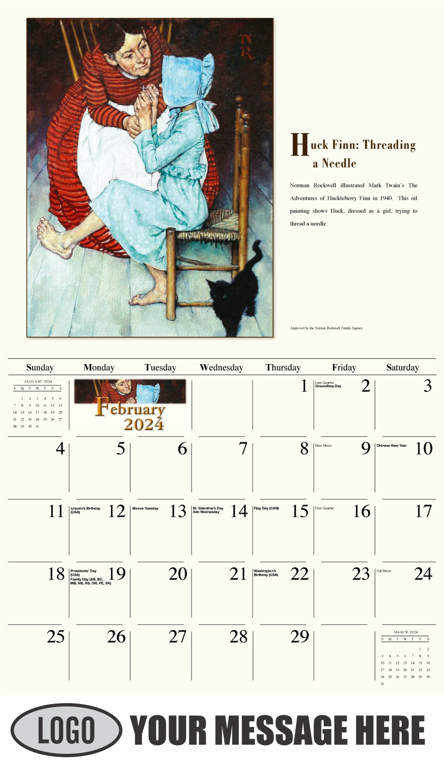Norman Rockwell Art 2024 Business Promotion Calendar low as 65¢