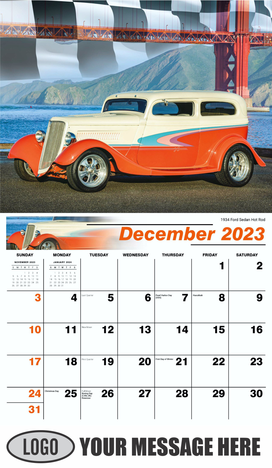 Hot Rods Muscle Cars 2024 Business Promo Calendar low as 65¢