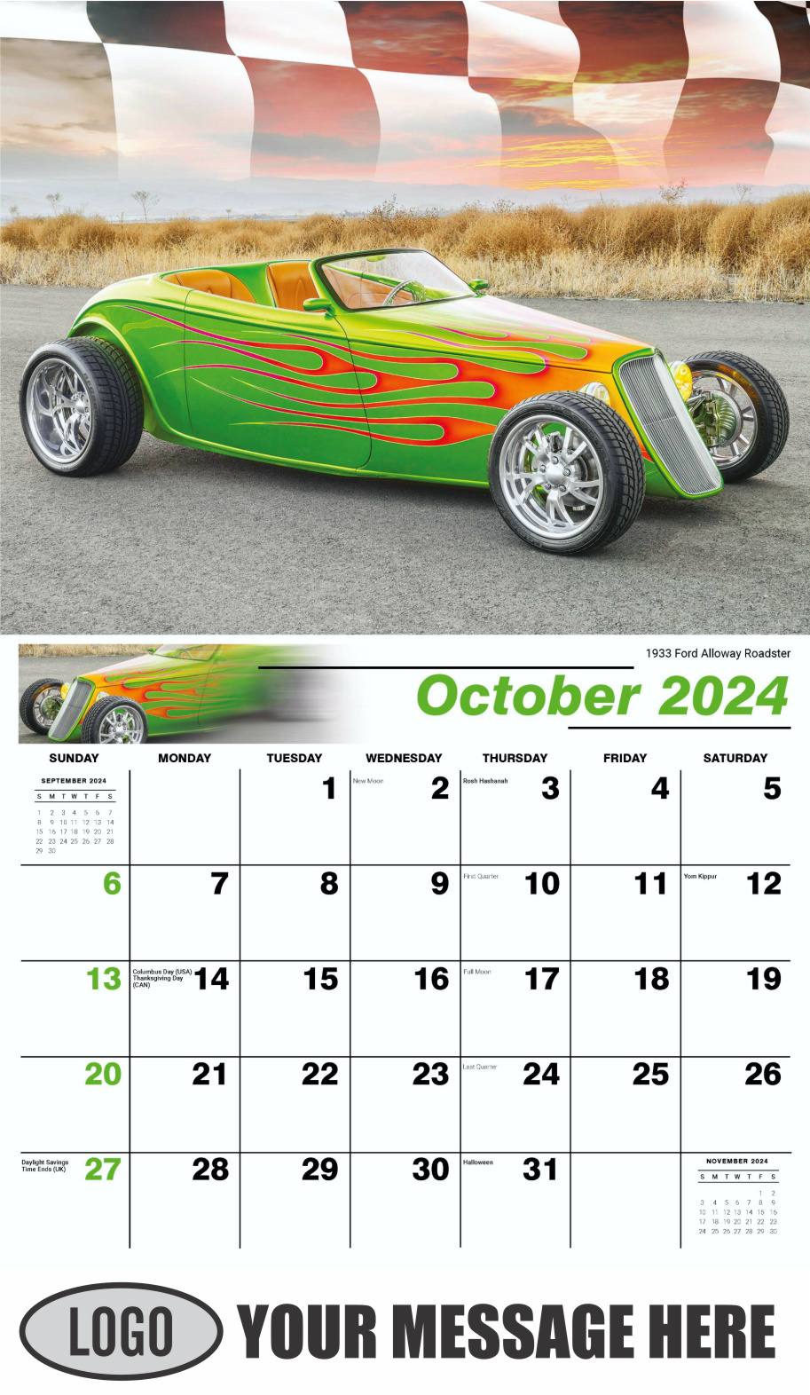 Hot Rods Muscle Cars 2024 Business Promo Calendar low as 65¢