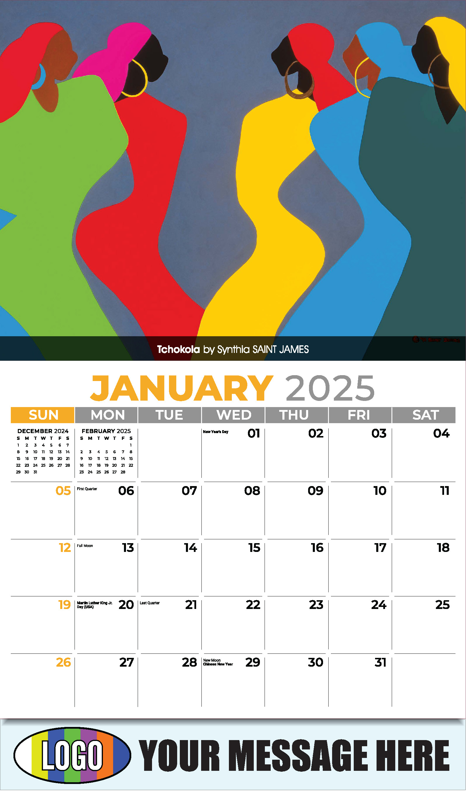 Celebration of African American Art 2025 Business Promotional Calendar - January