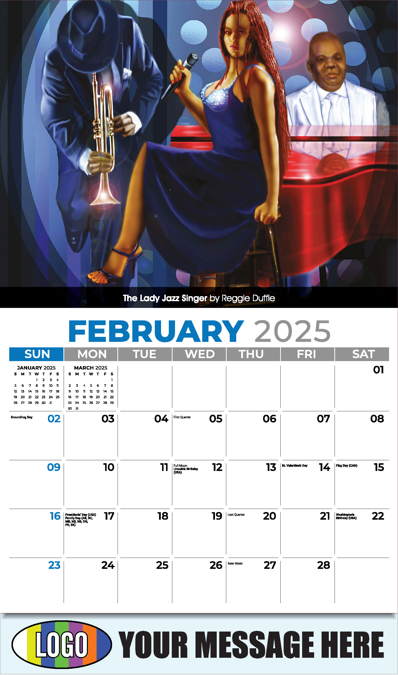 Celebration of African American Art 2025 Business Promotional Calendar - February