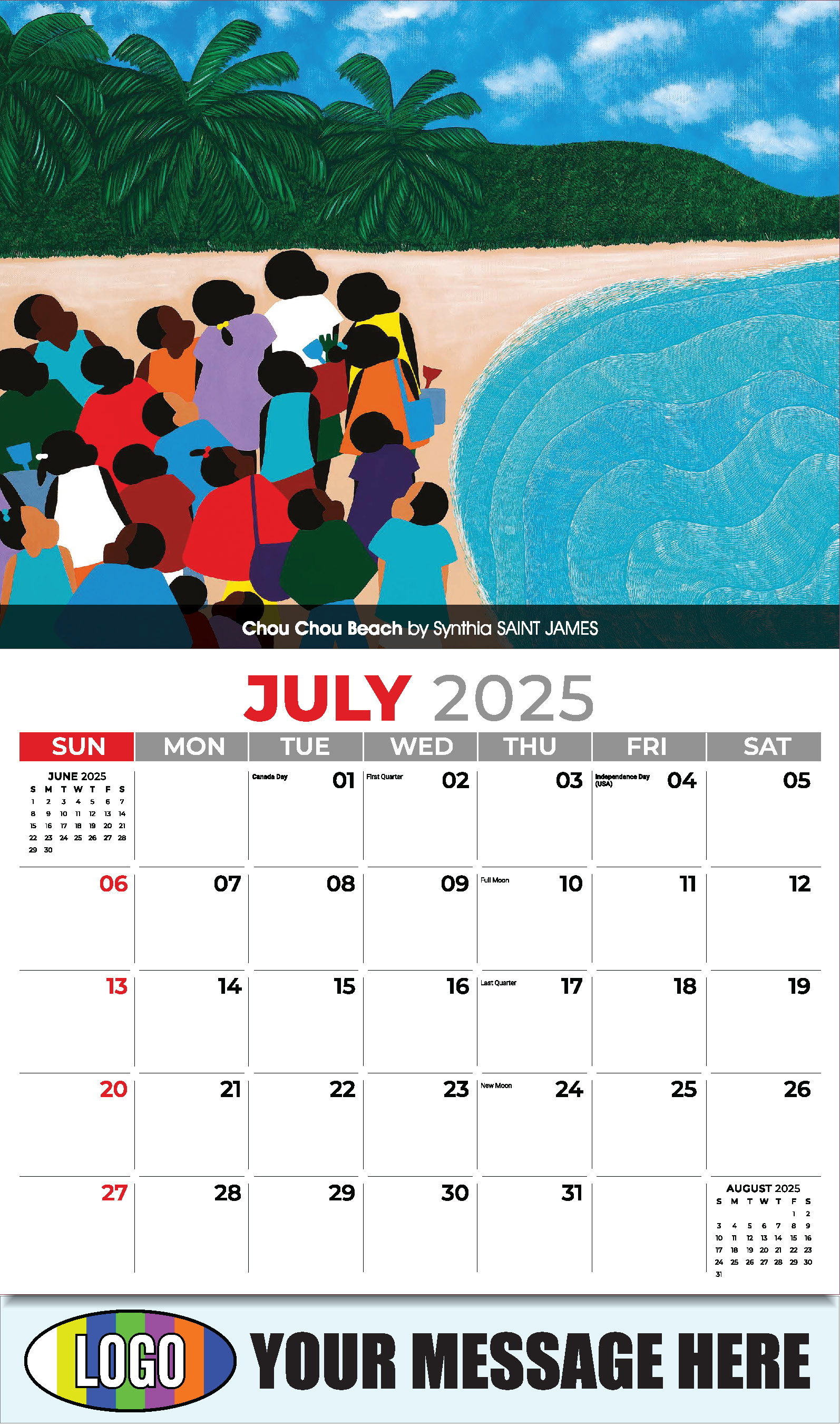 Celebration of African American Art 2025 Business Promotional Calendar - July