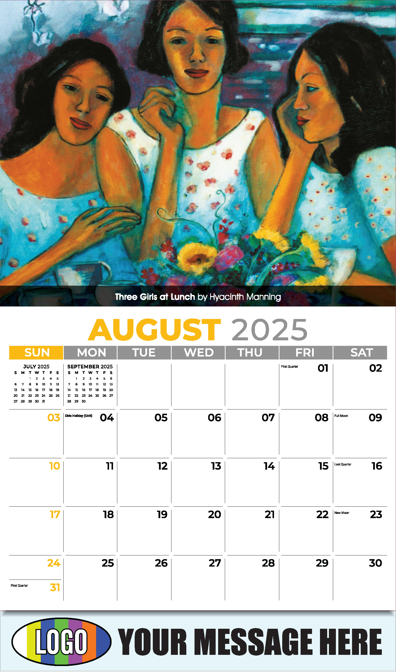 Celebration of African American Art 2025 Business Promotional Calendar - August
