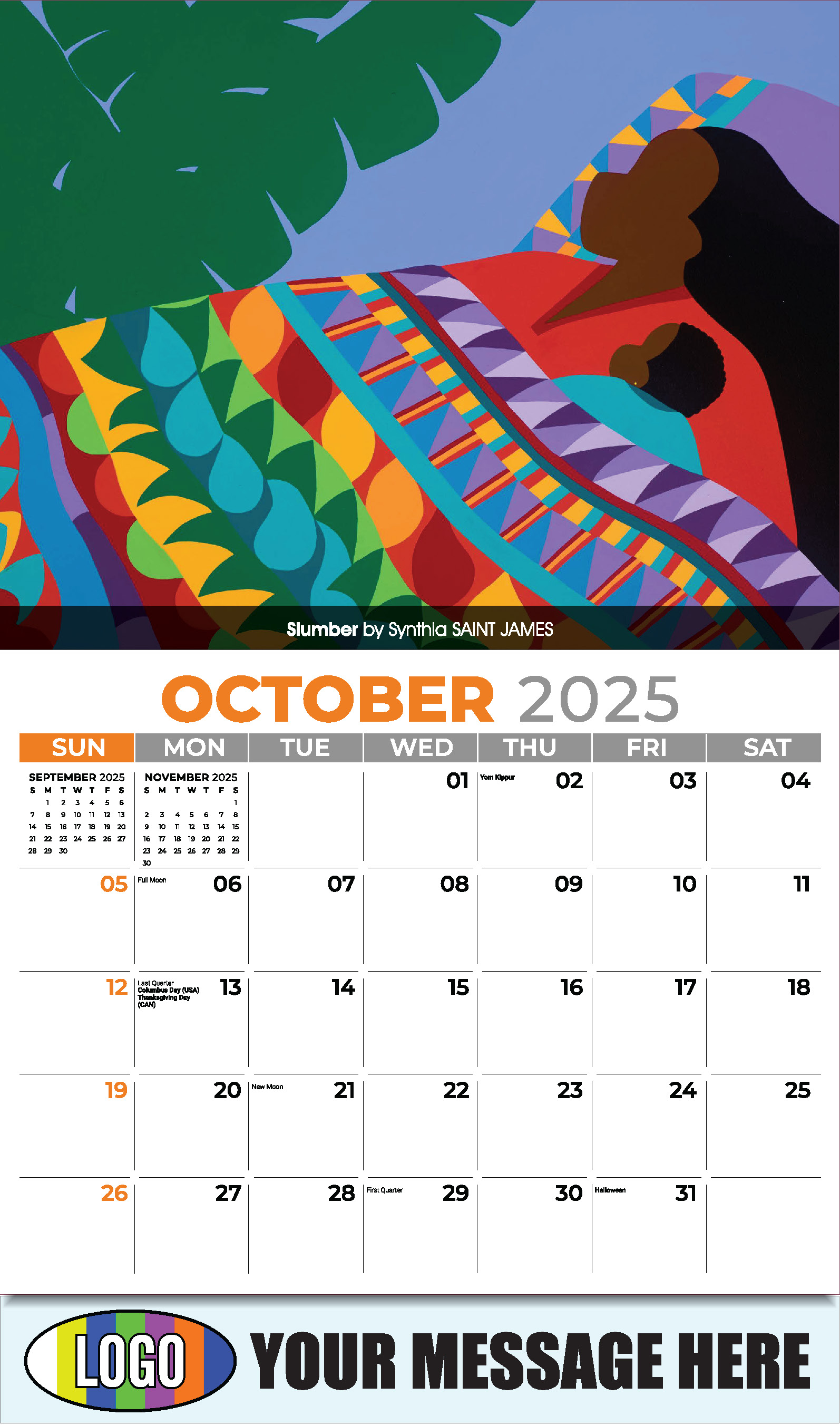 Celebration of African American Art 2025 Business Promotional Calendar - October