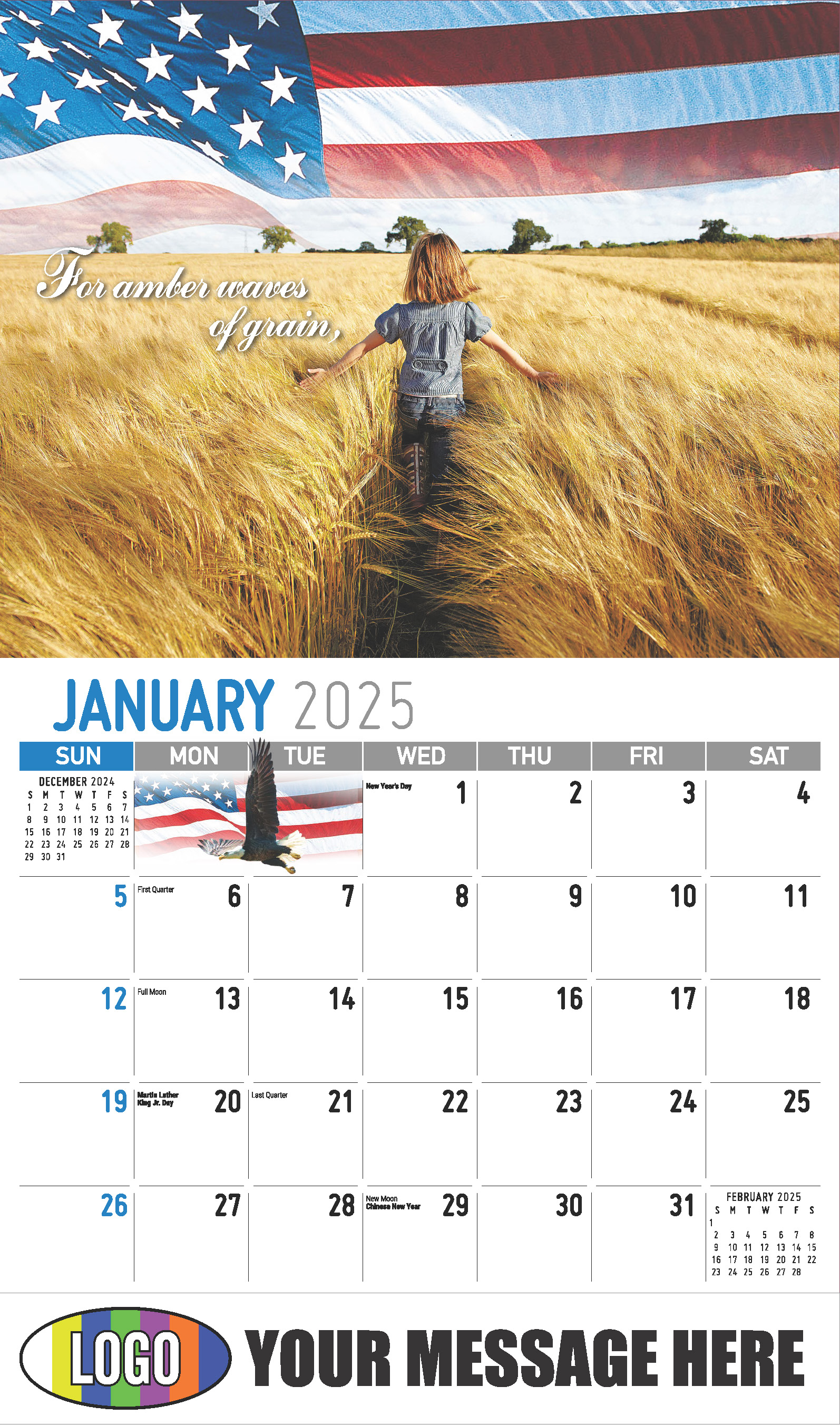 America the Beautiful  2025 Business Advertising Wall Calendar - January