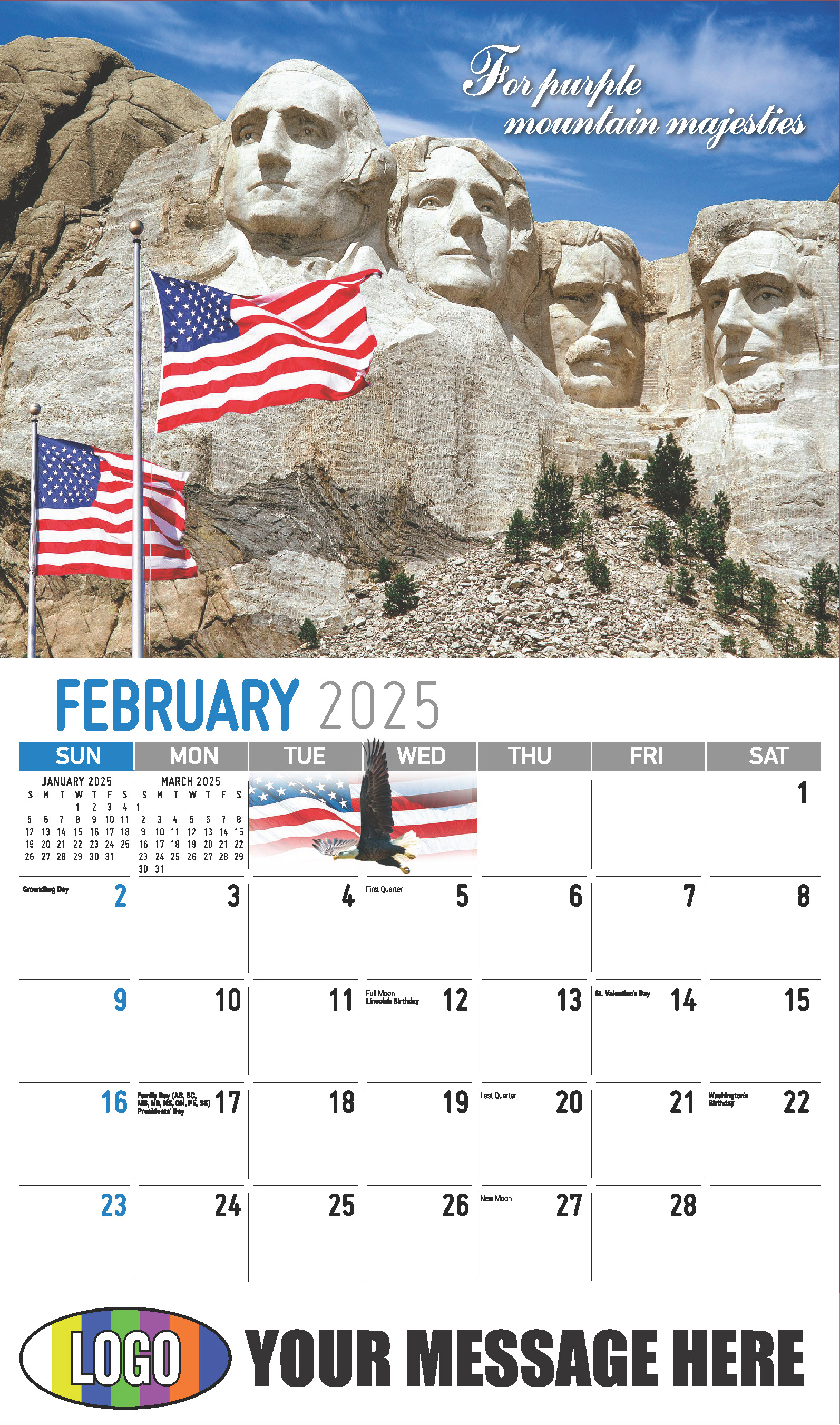 America the Beautiful  2025 Business Advertising Wall Calendar - February