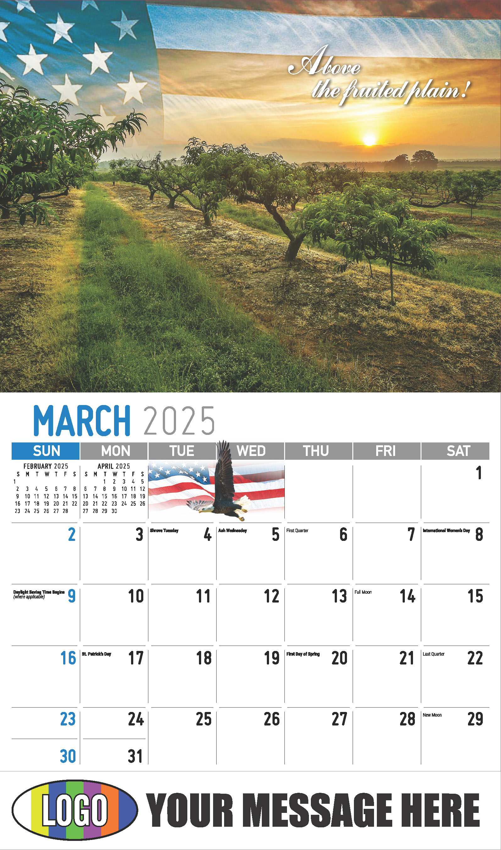 America the Beautiful  2025 Business Advertising Wall Calendar - March