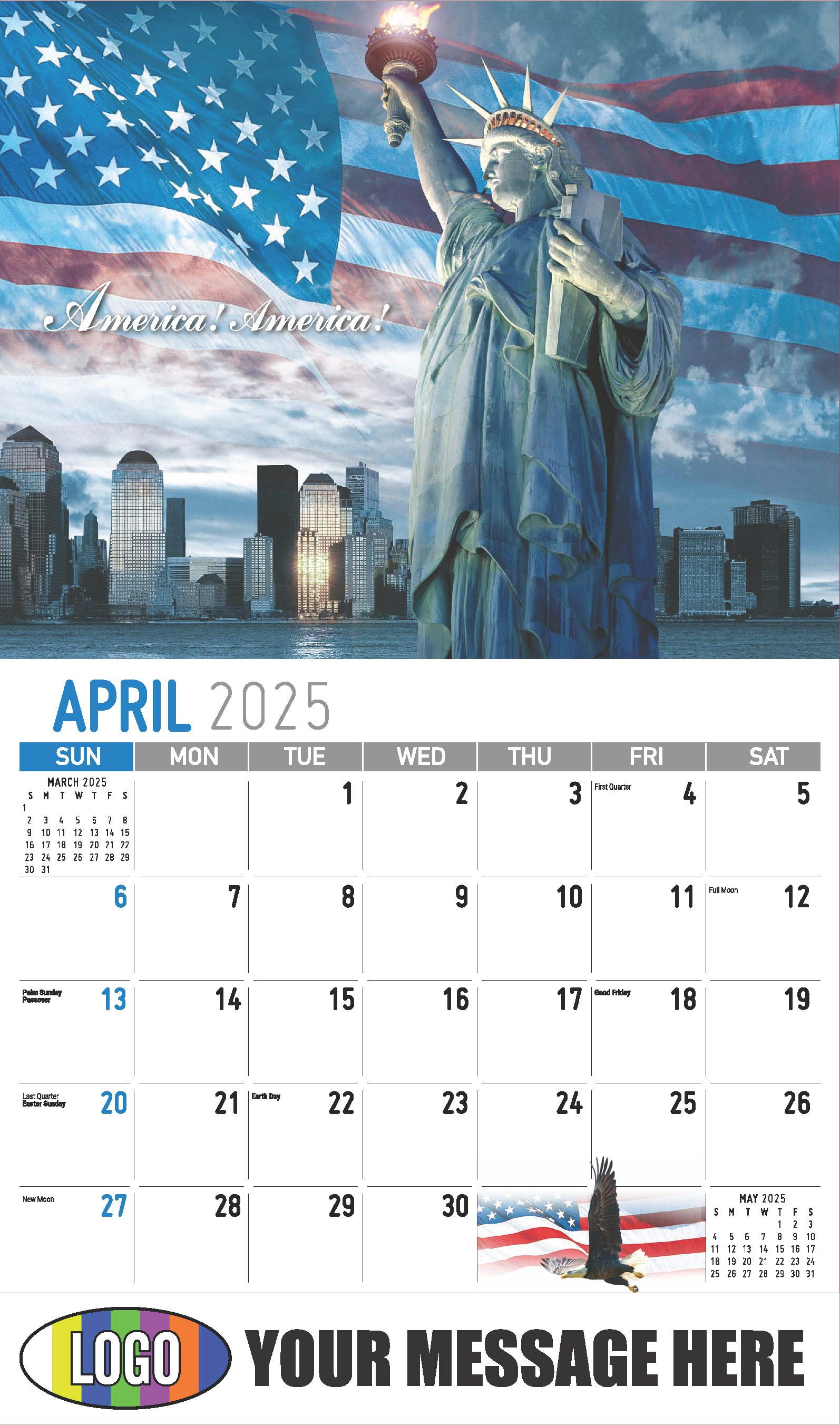America the Beautiful  2025 Business Advertising Wall Calendar - April