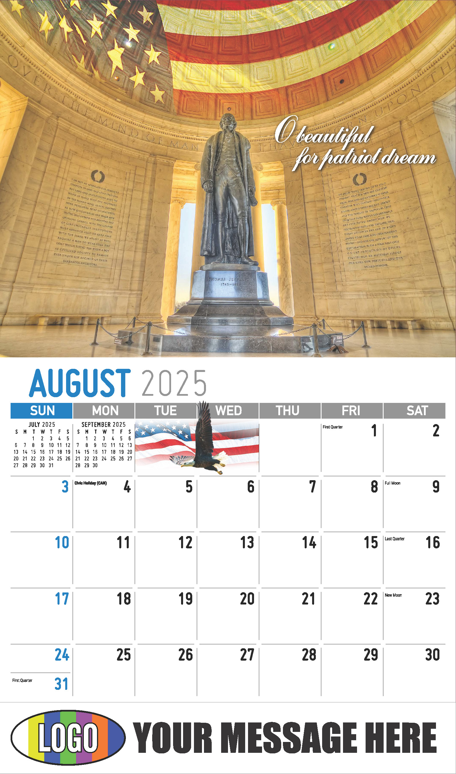 America the Beautiful  2025 Business Advertising Wall Calendar - August