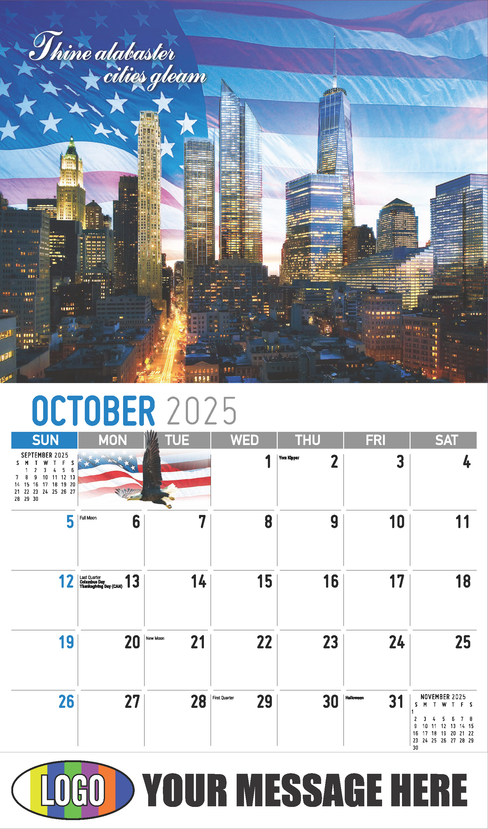 America the Beautiful  2025 Business Advertising Wall Calendar - October