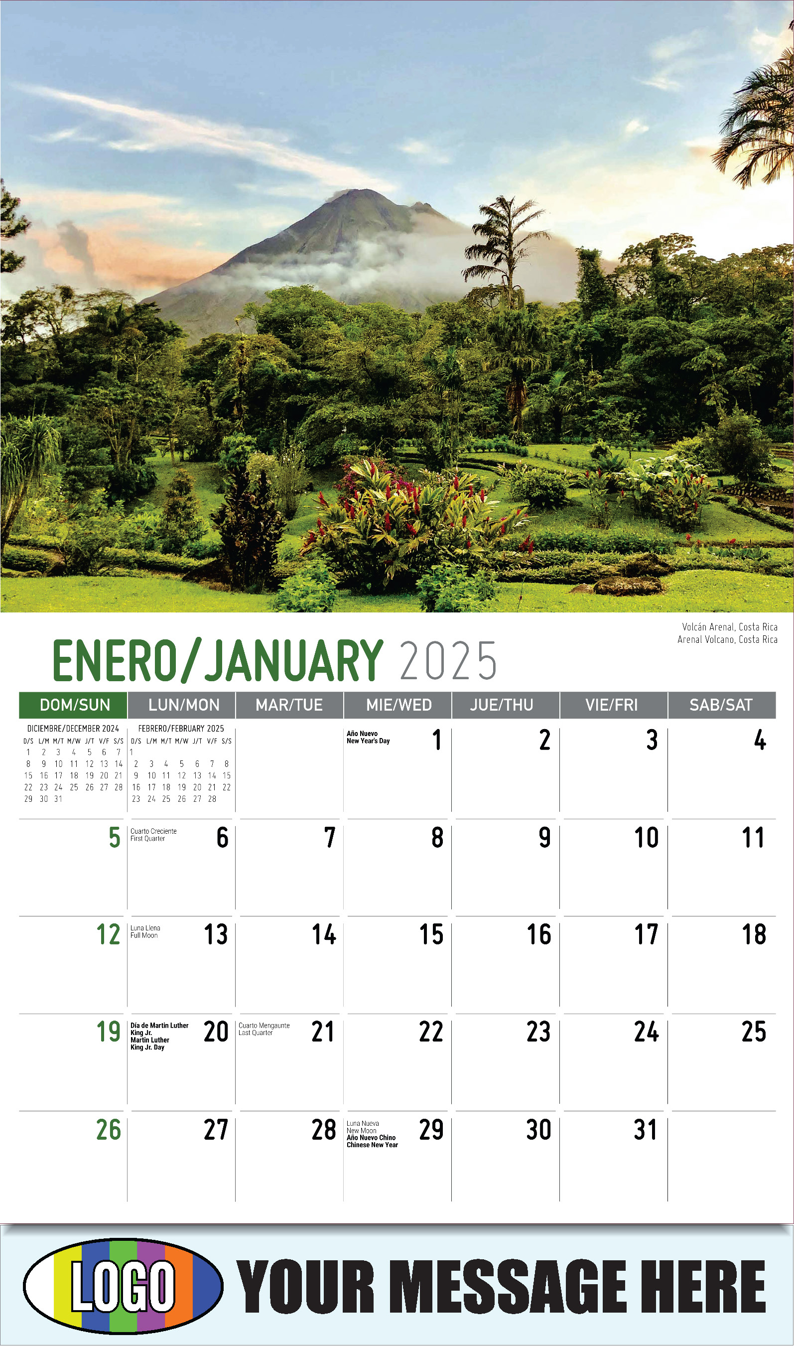 Latin America Scenic  2025 Business Promo Calendar - January