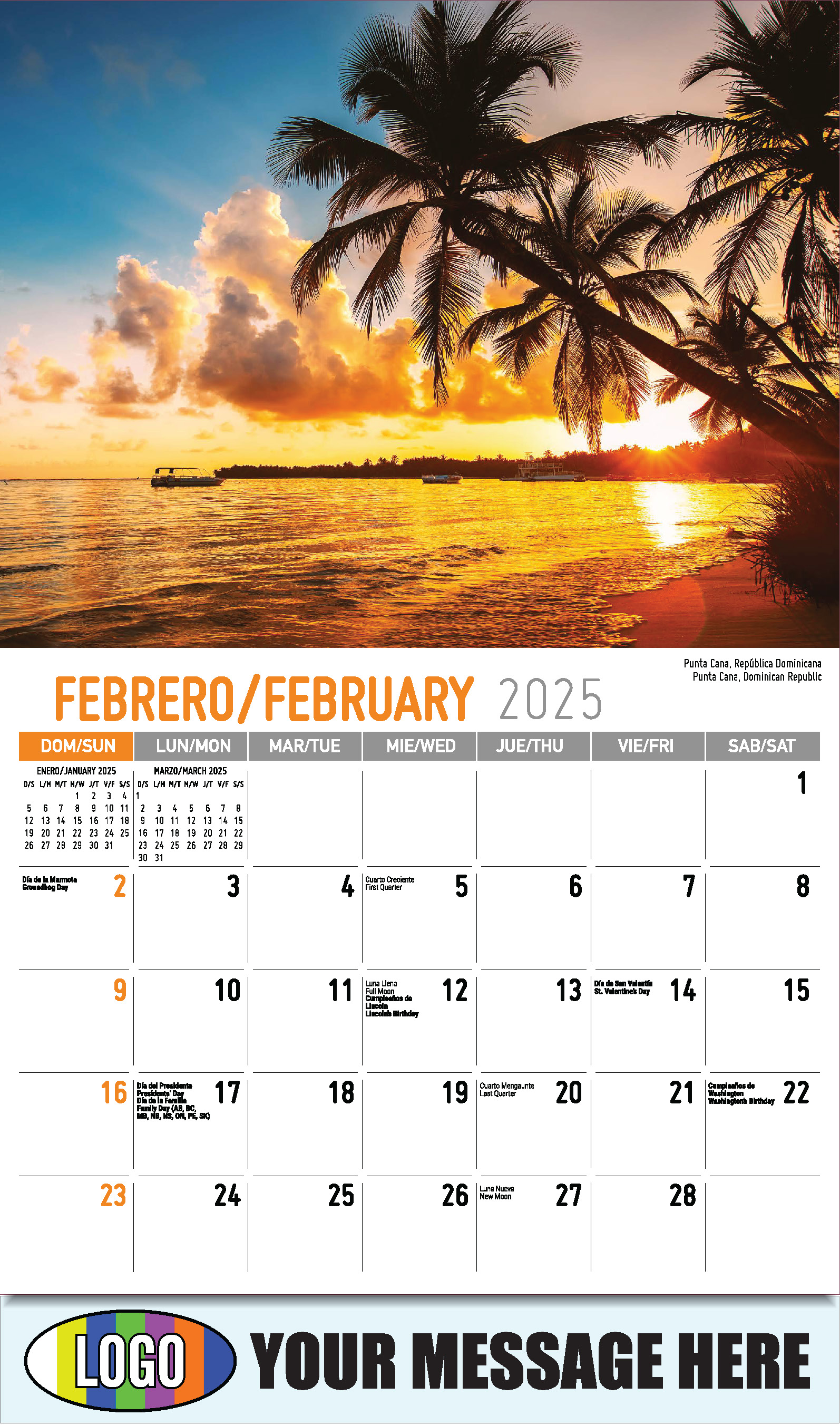 Latin America Scenic  2025 Business Promo Calendar - February