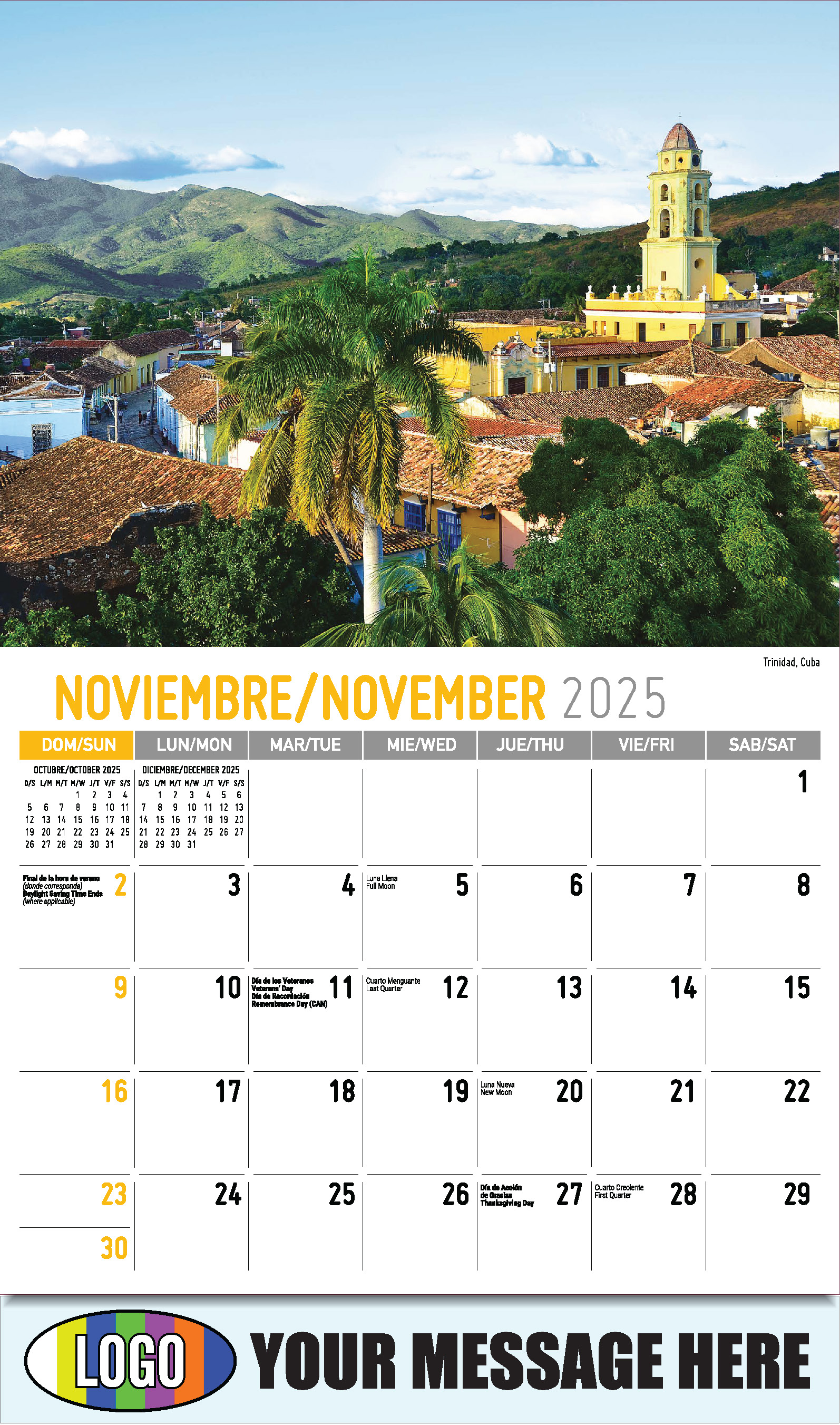 Latin America Scenic  2025 Business Promo Calendar - November