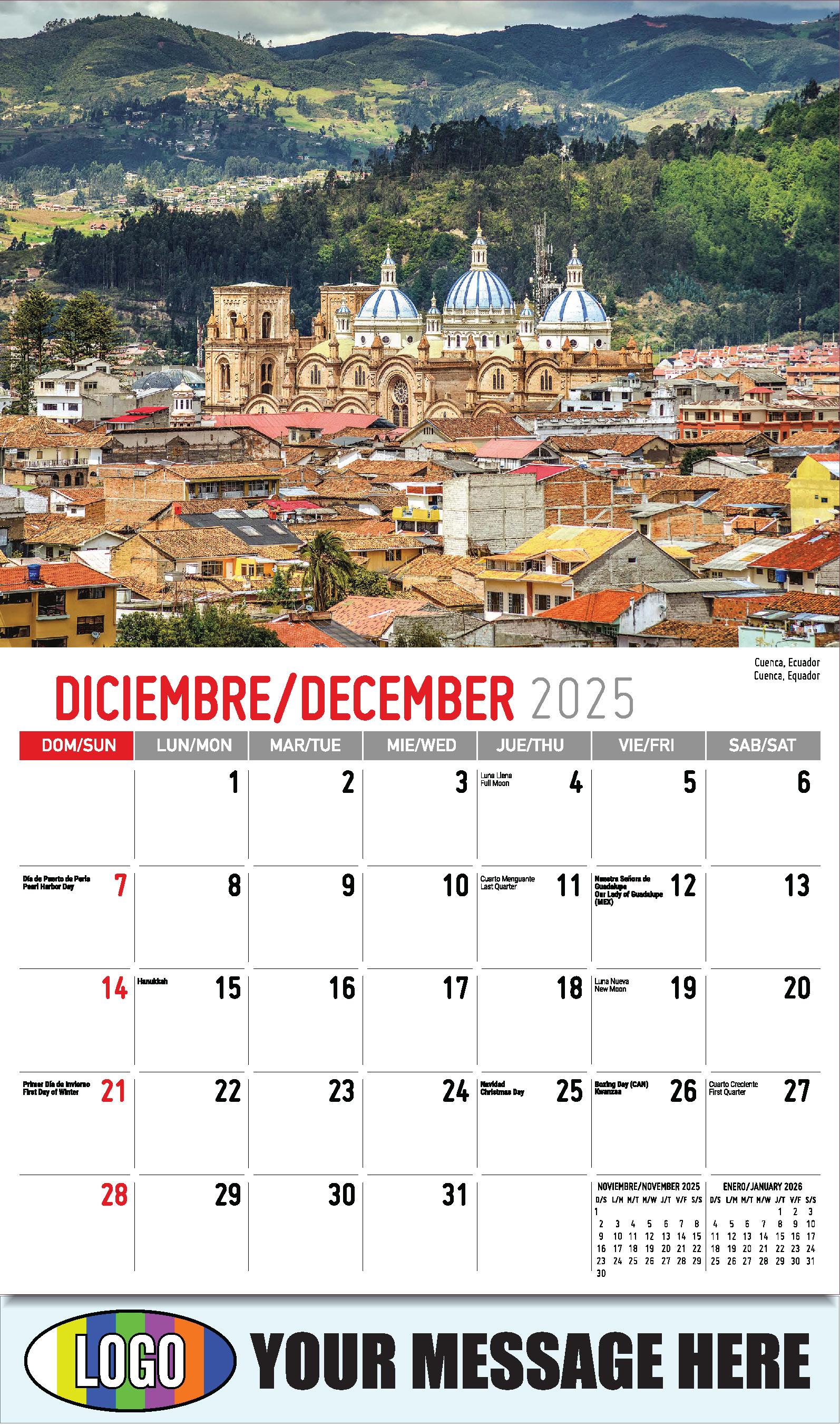 Latin America Scenic  2025 Business Promo Calendar - December