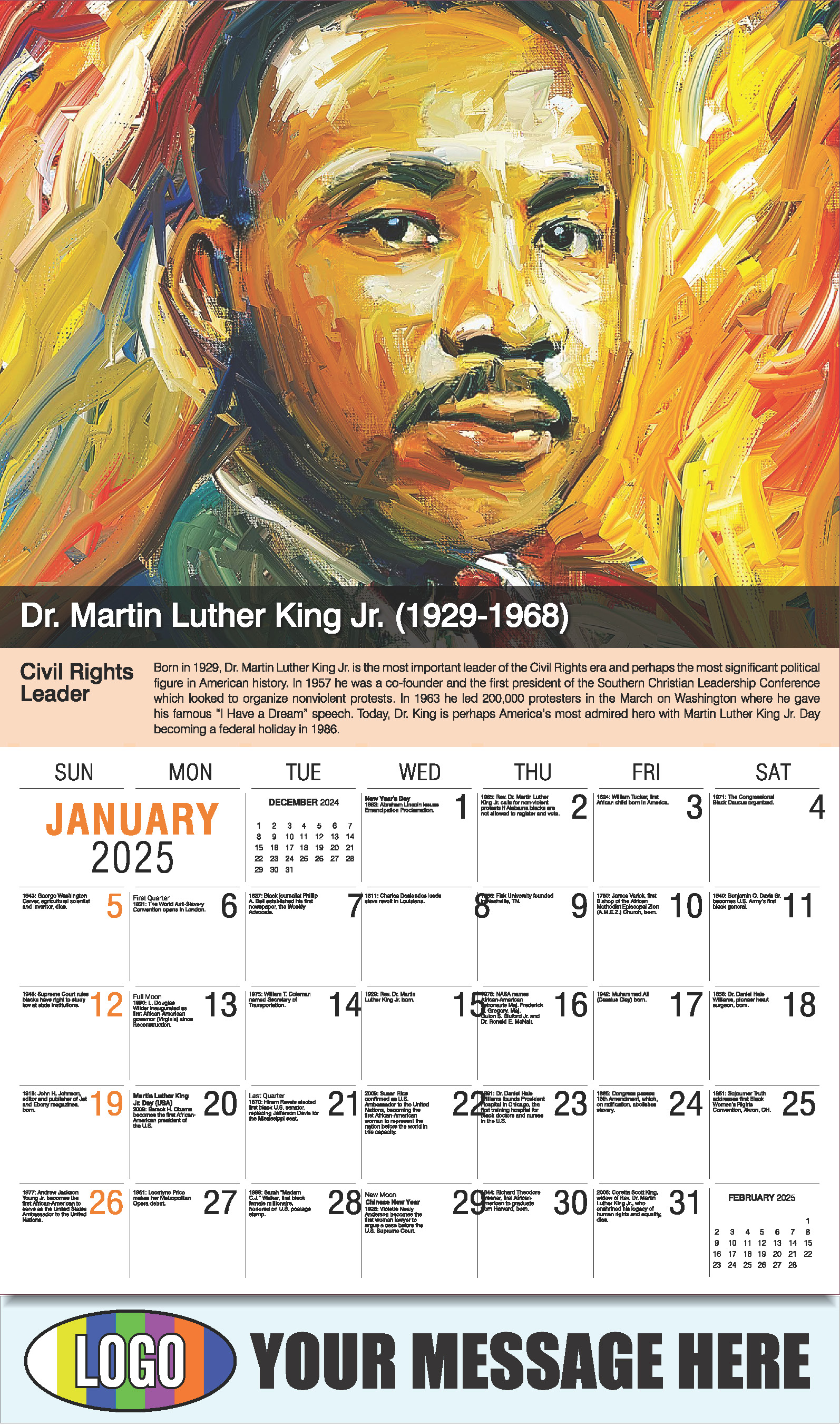 Black History 2025 Business Advertising Calendar - January