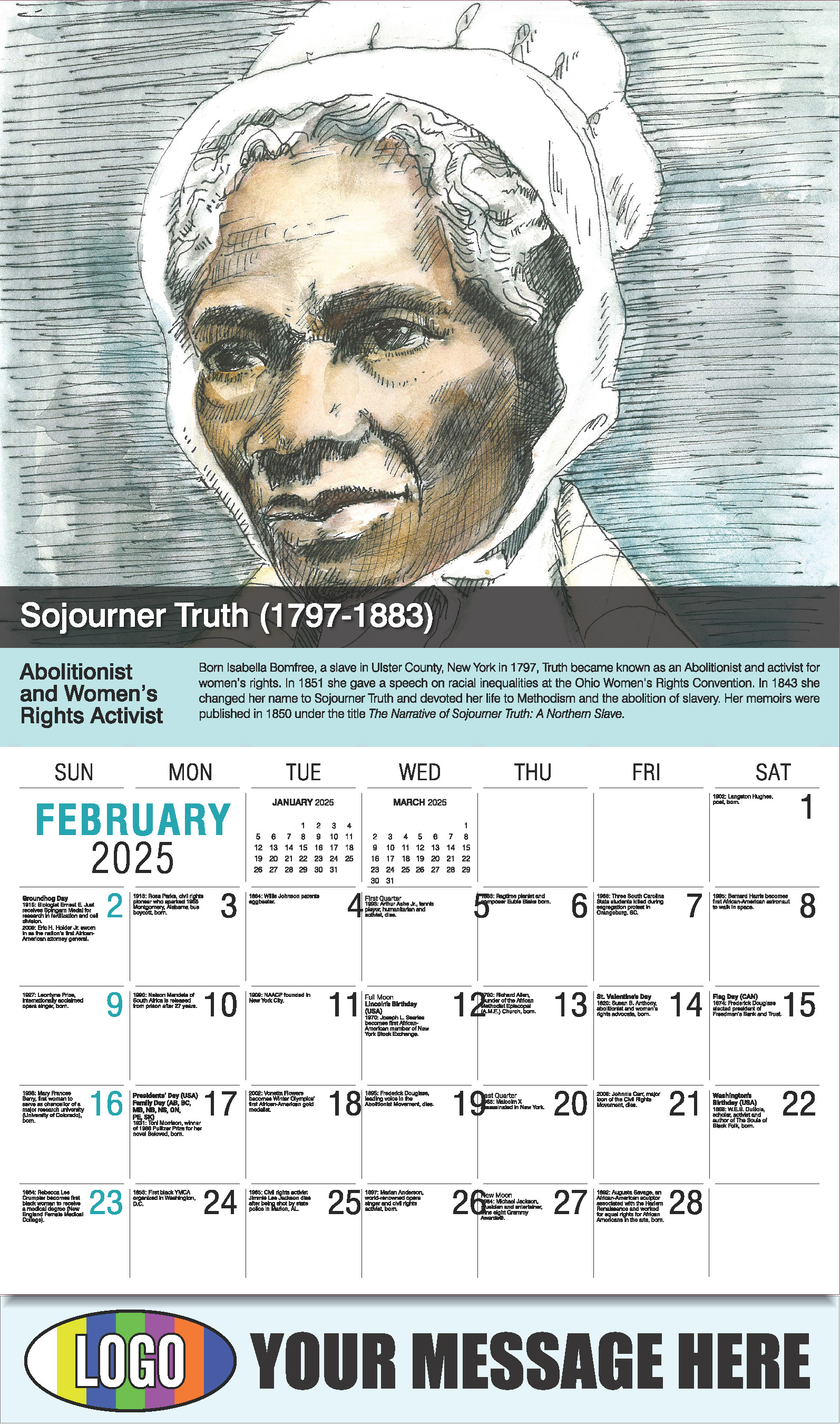 Black History 2025 Promotional Advertising Calendar low as 65¢